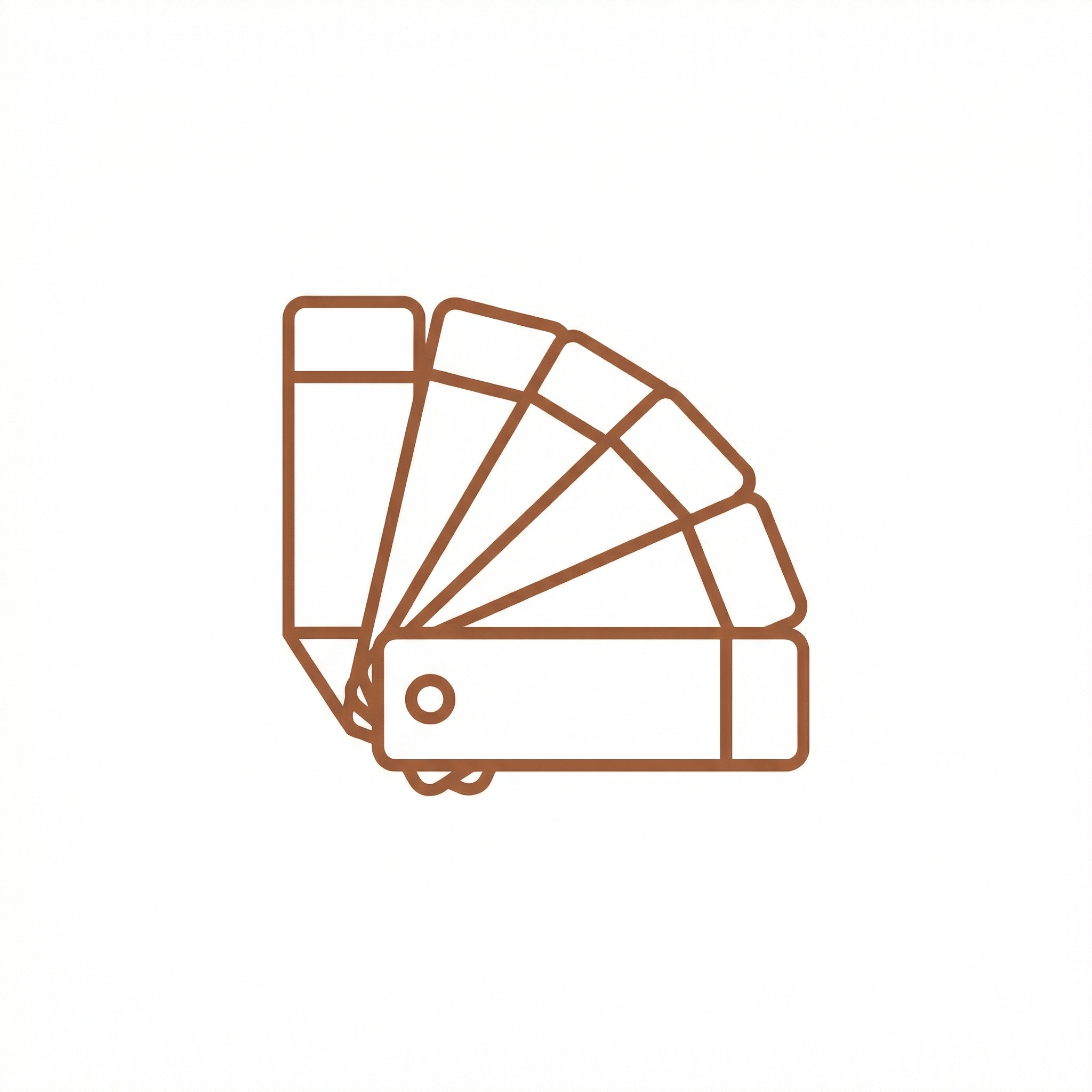 Line icon of a material sample fan deck, representing the wide variety of porcelain stone colors available.