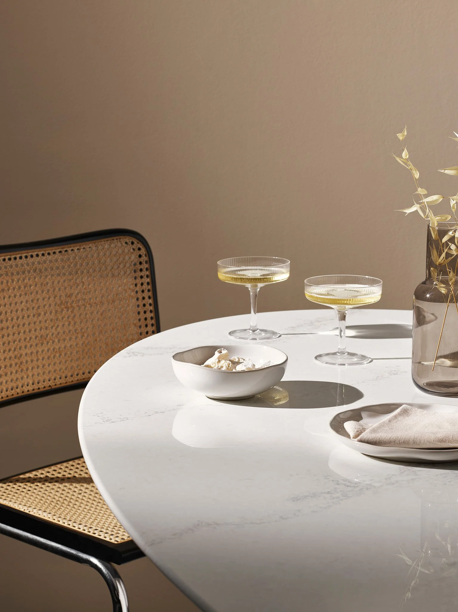 Alt Text for Table Top Images Dining Room Table  Option 1: Luxurious dining table crafted from Lapitec Sintered Stone, perfect for elegant gatherings.