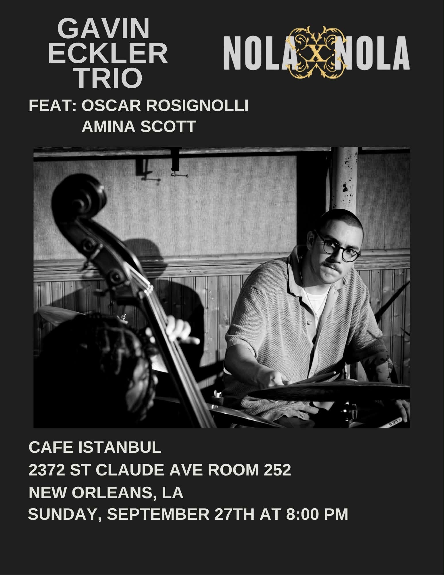 Gavin Ecker Trio featuring: Oscar Rossignoli and Amina Scott