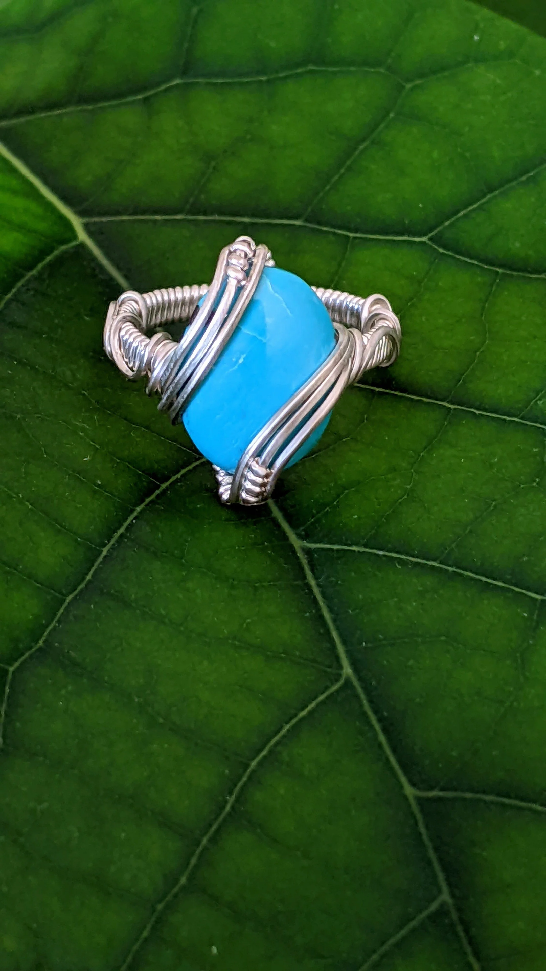 Sterling Silver Ring with Turquoise Cabochon