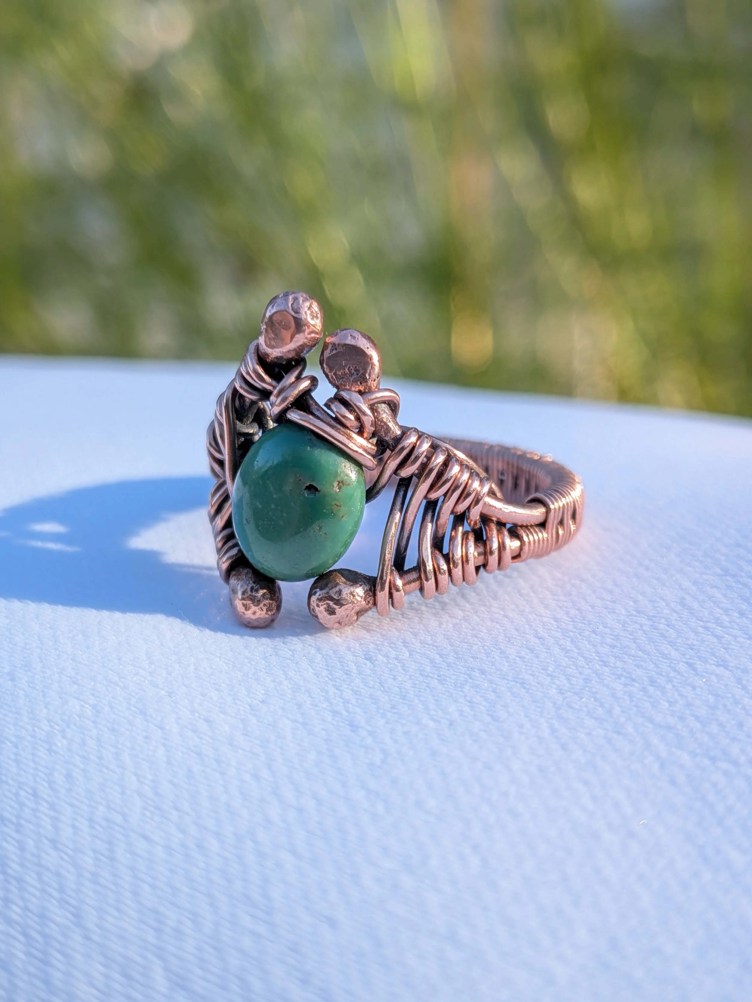Green Turquoise Copper Ring 