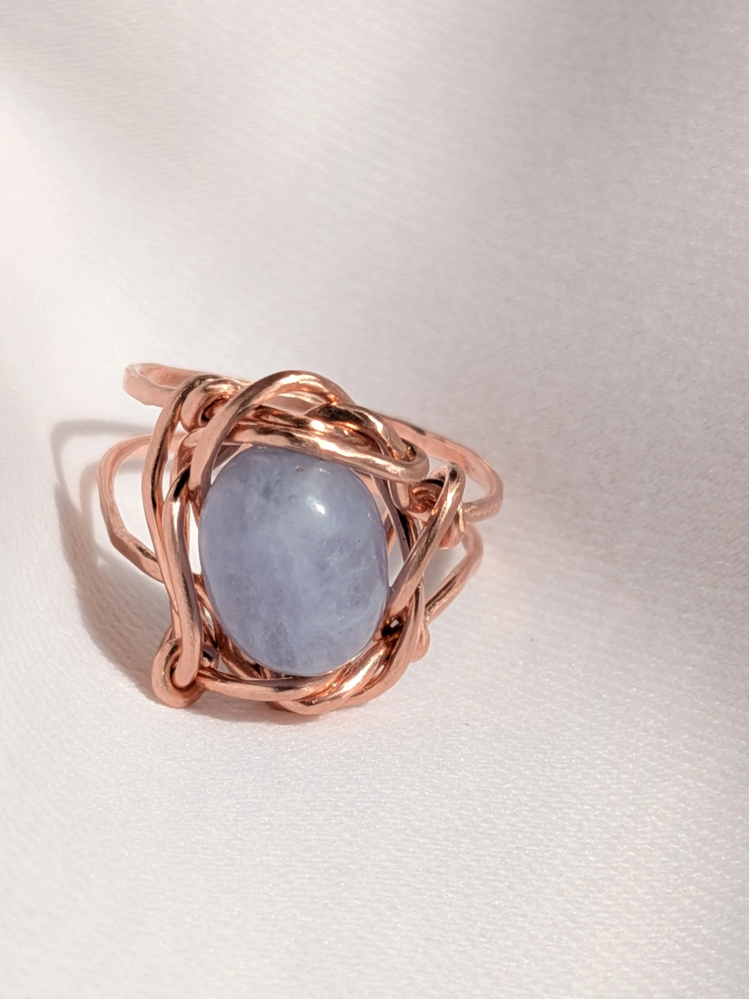 Dreamy Blue Chalcedony Copper Ring