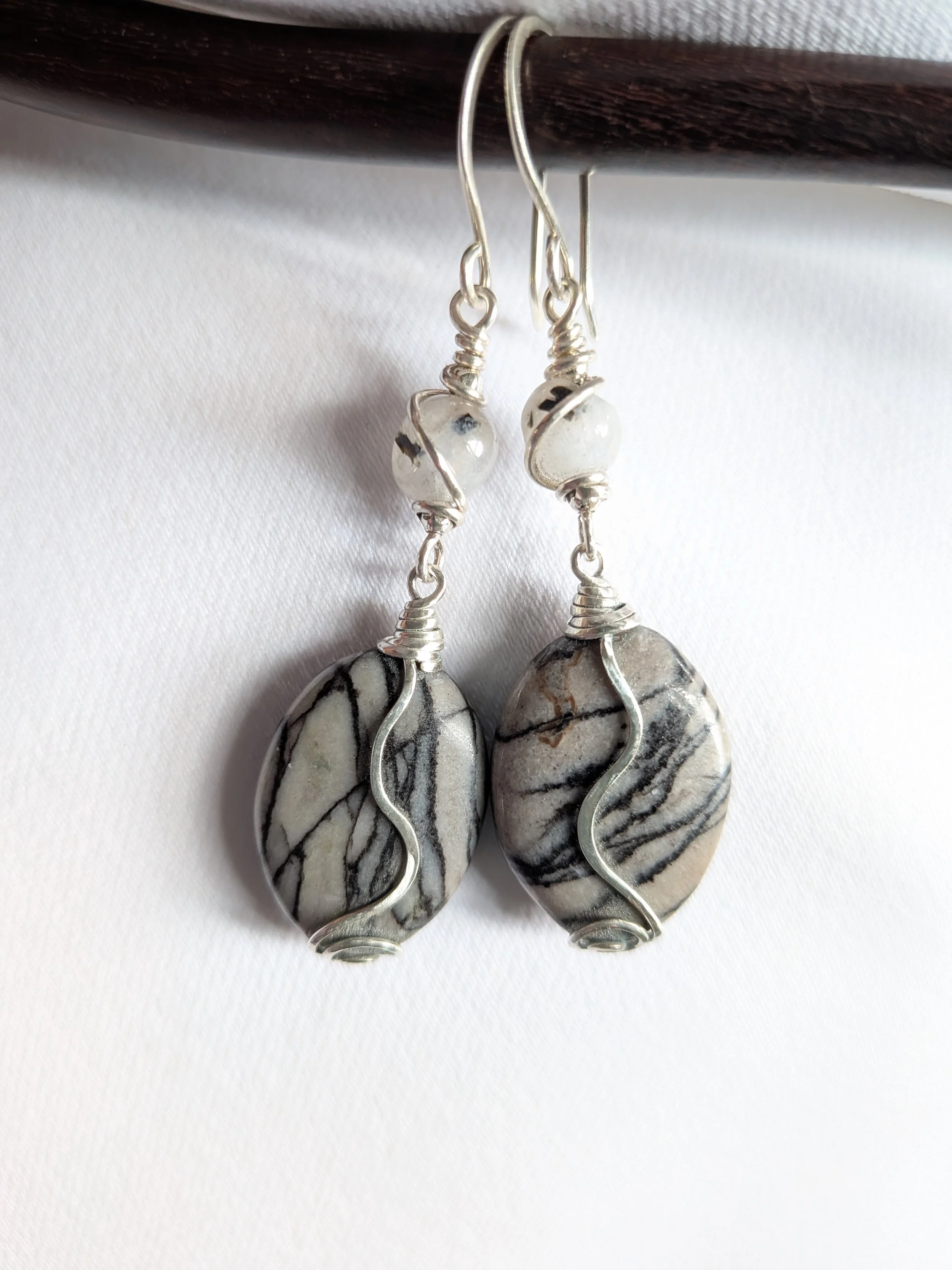 Sterling Silver Zebra Jasper Earrings