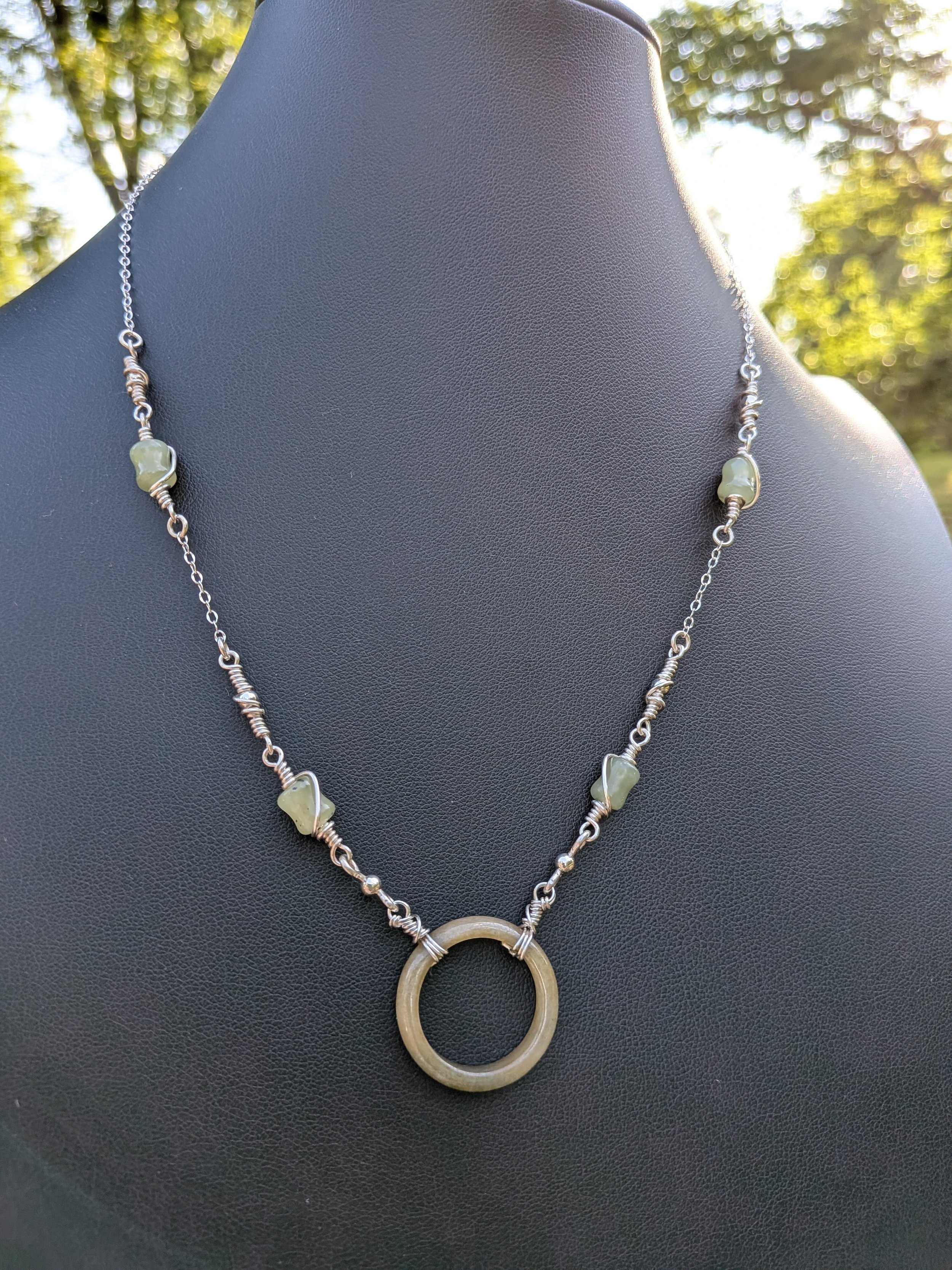 Eternity Circlet Jade Necklace on Sterling Silver Chain