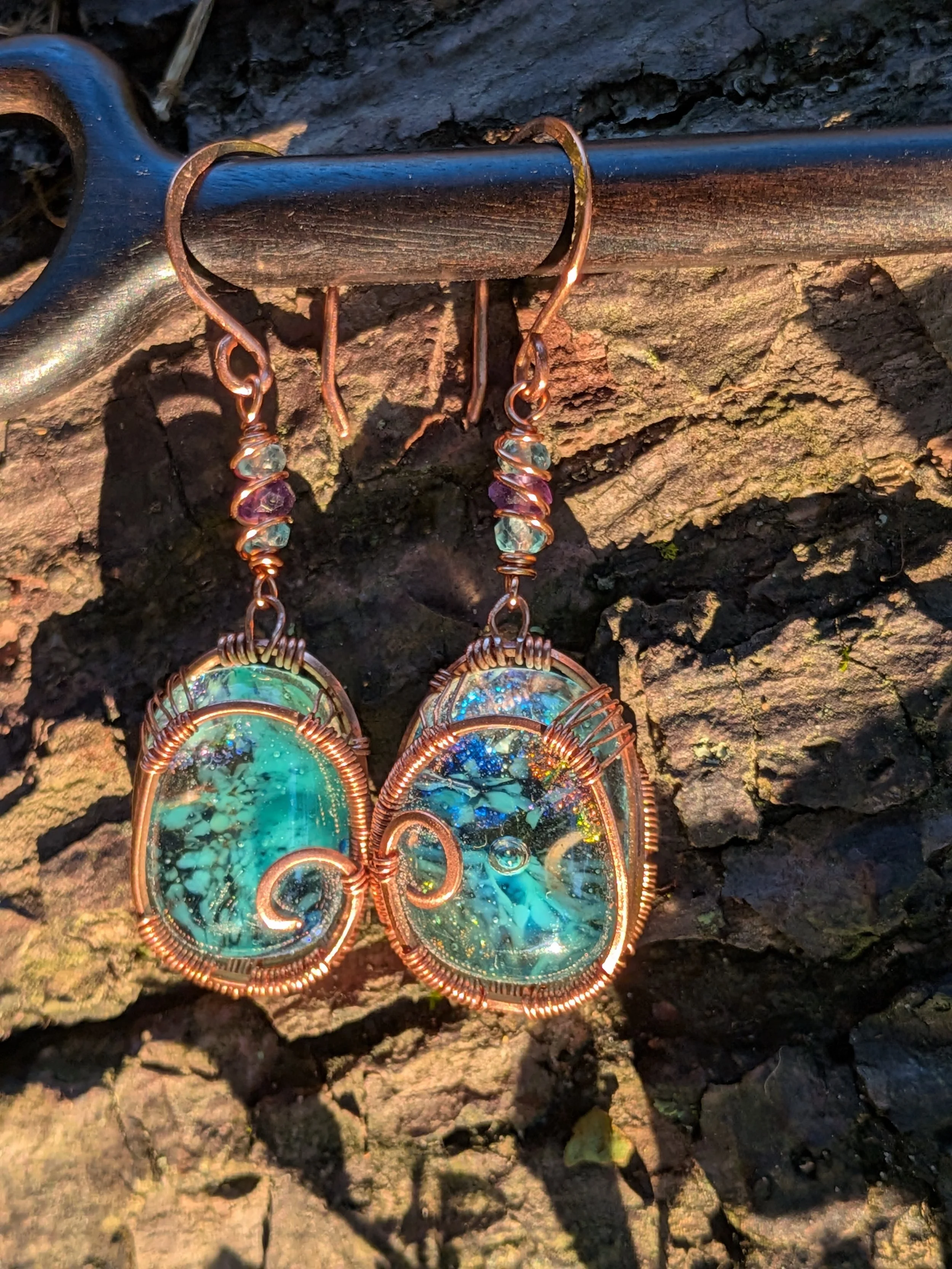 Mystical Mermaid Goddess Earrings in Healing Copper