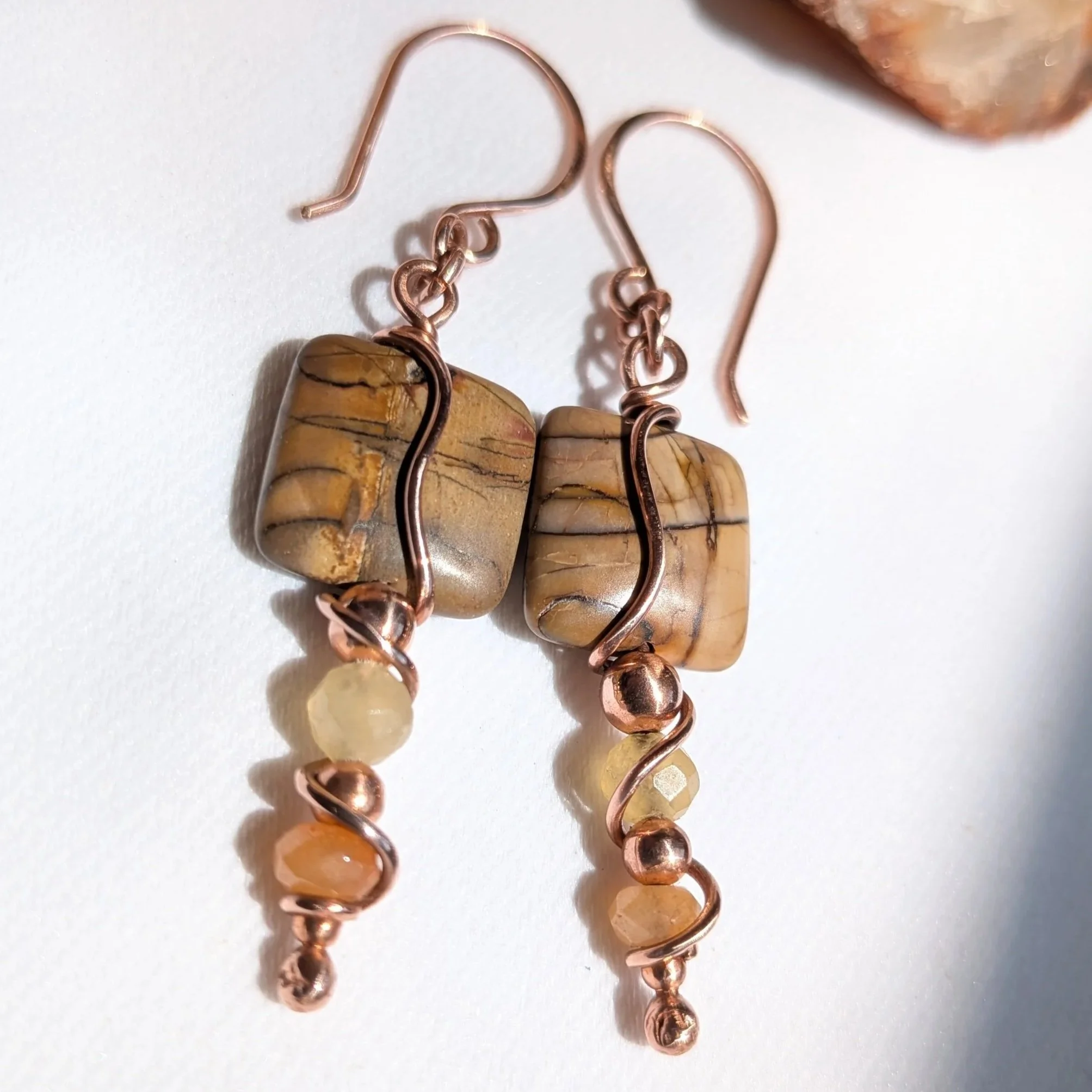 Southwestern Cherry Creek Jasper Copper Earrings