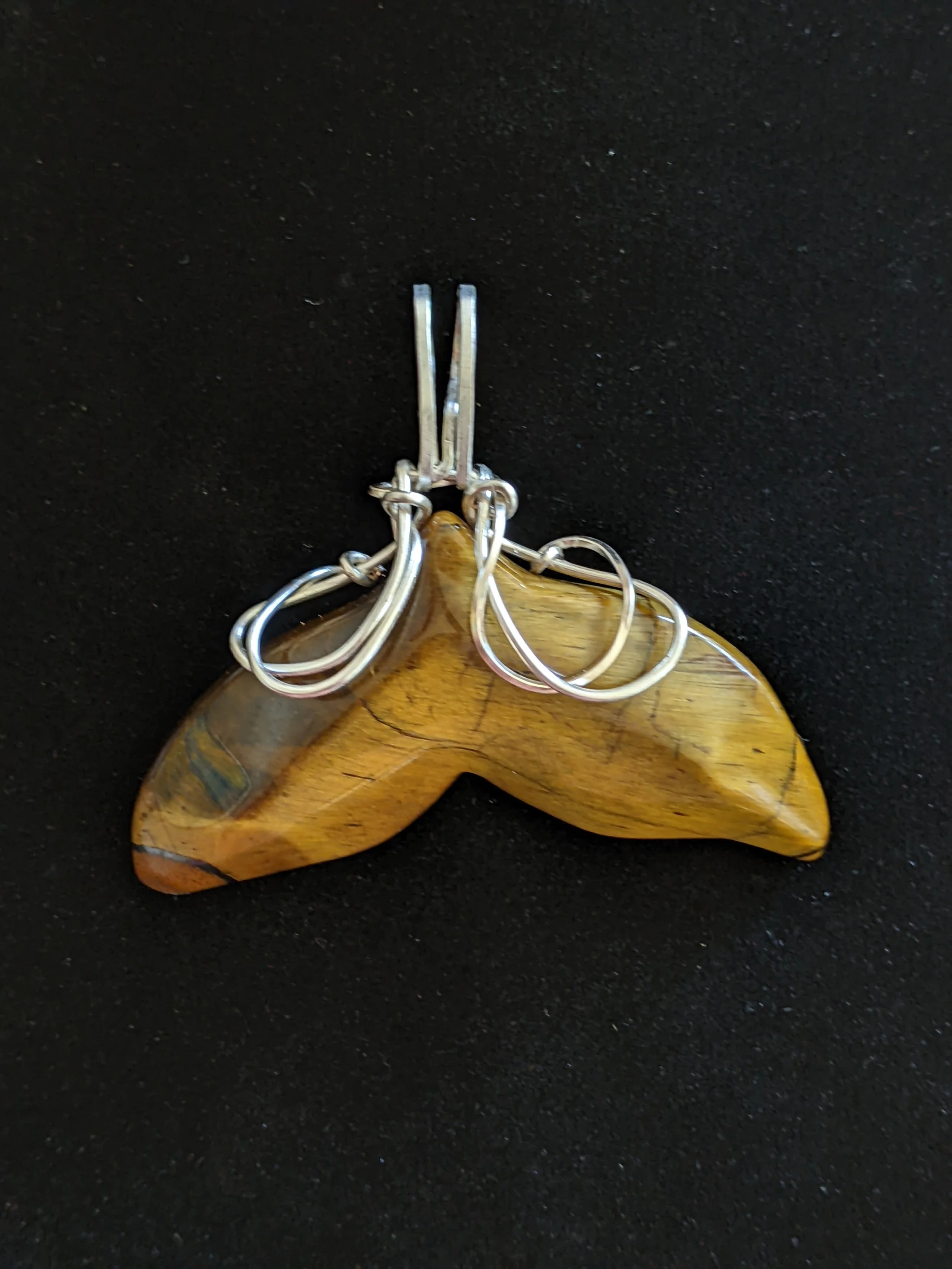 Tiger Eye Whale Pendant in Silver