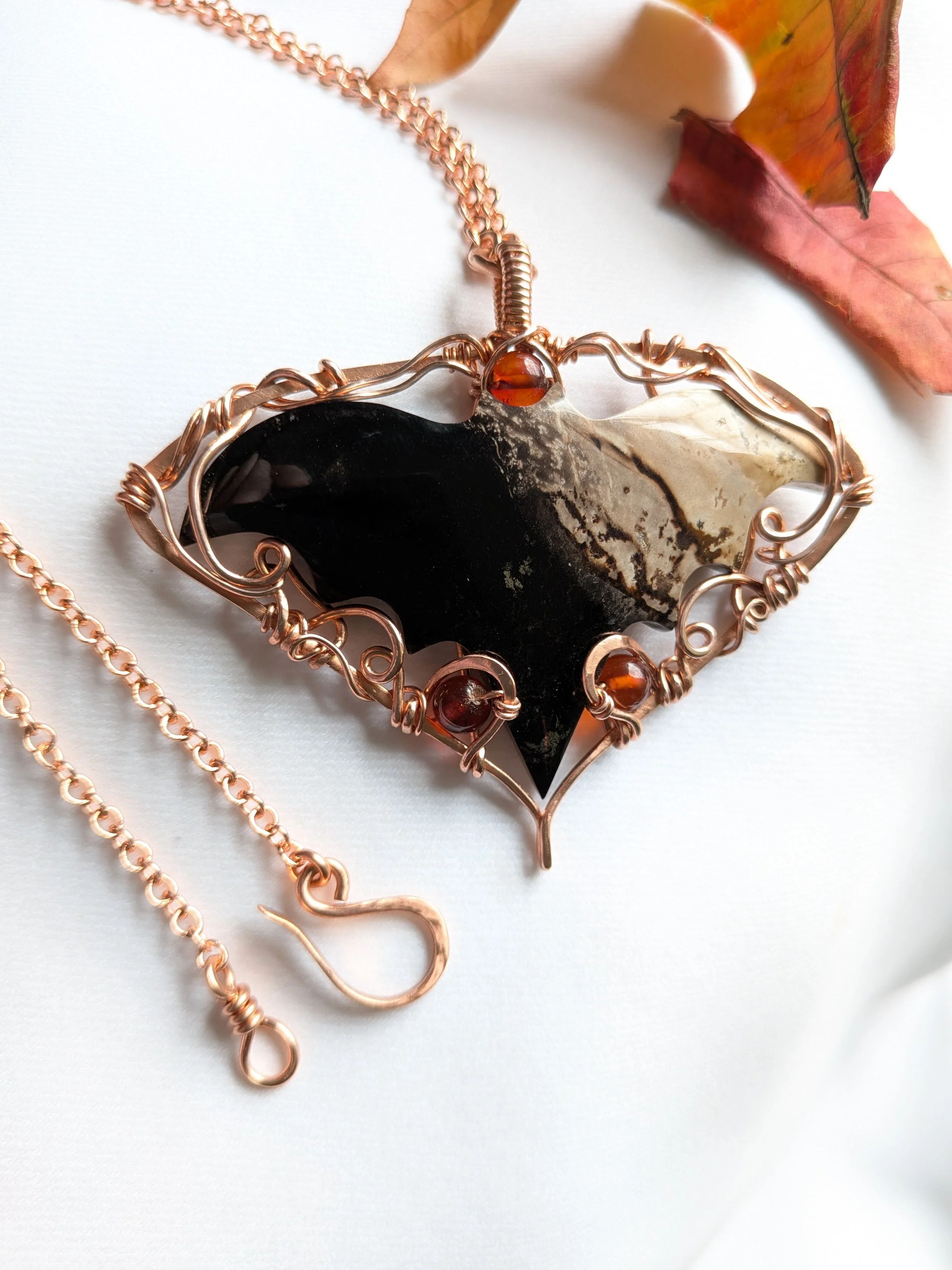 Palm Root Bat Pendant on Copper Chain