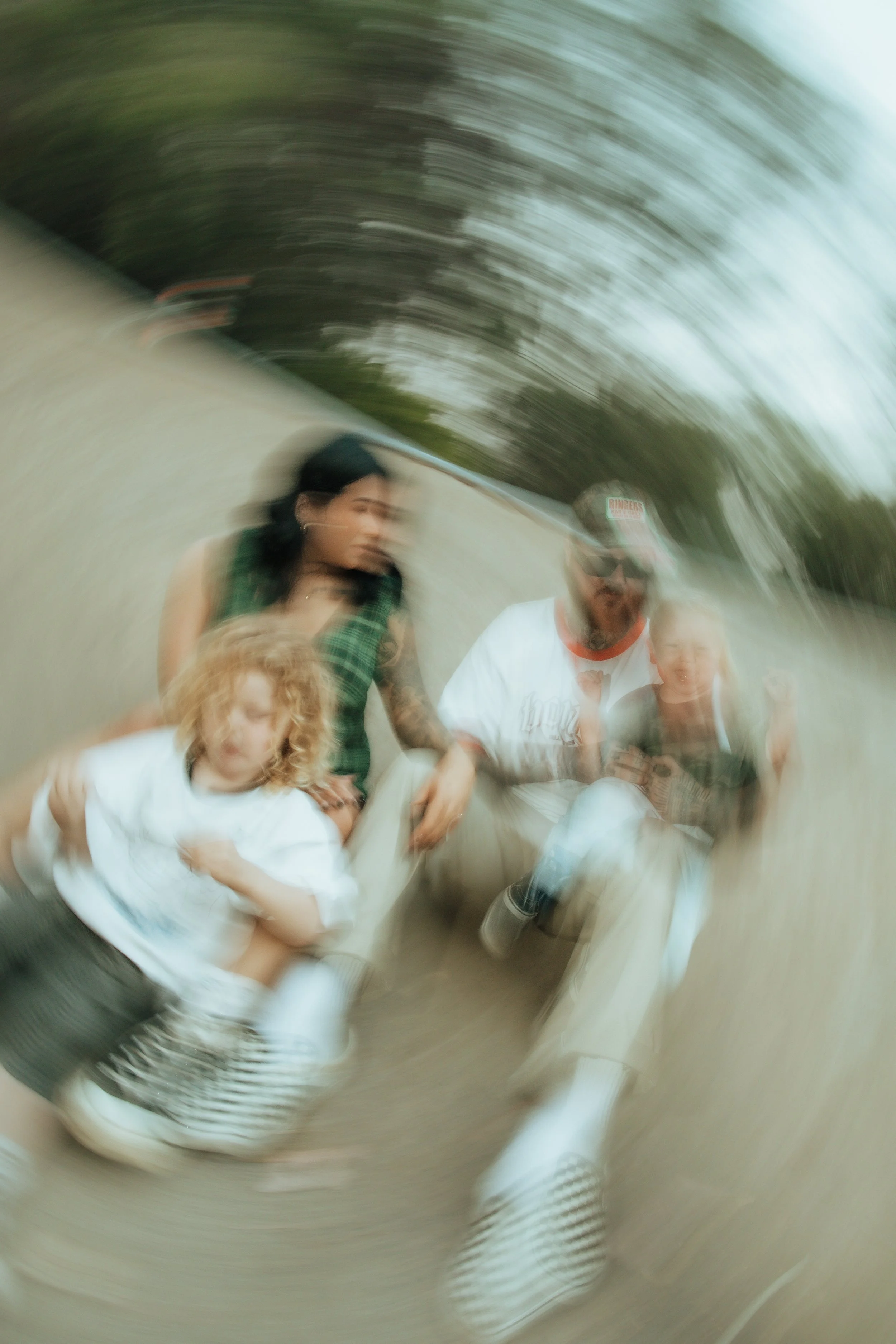 Blurry different style family photos