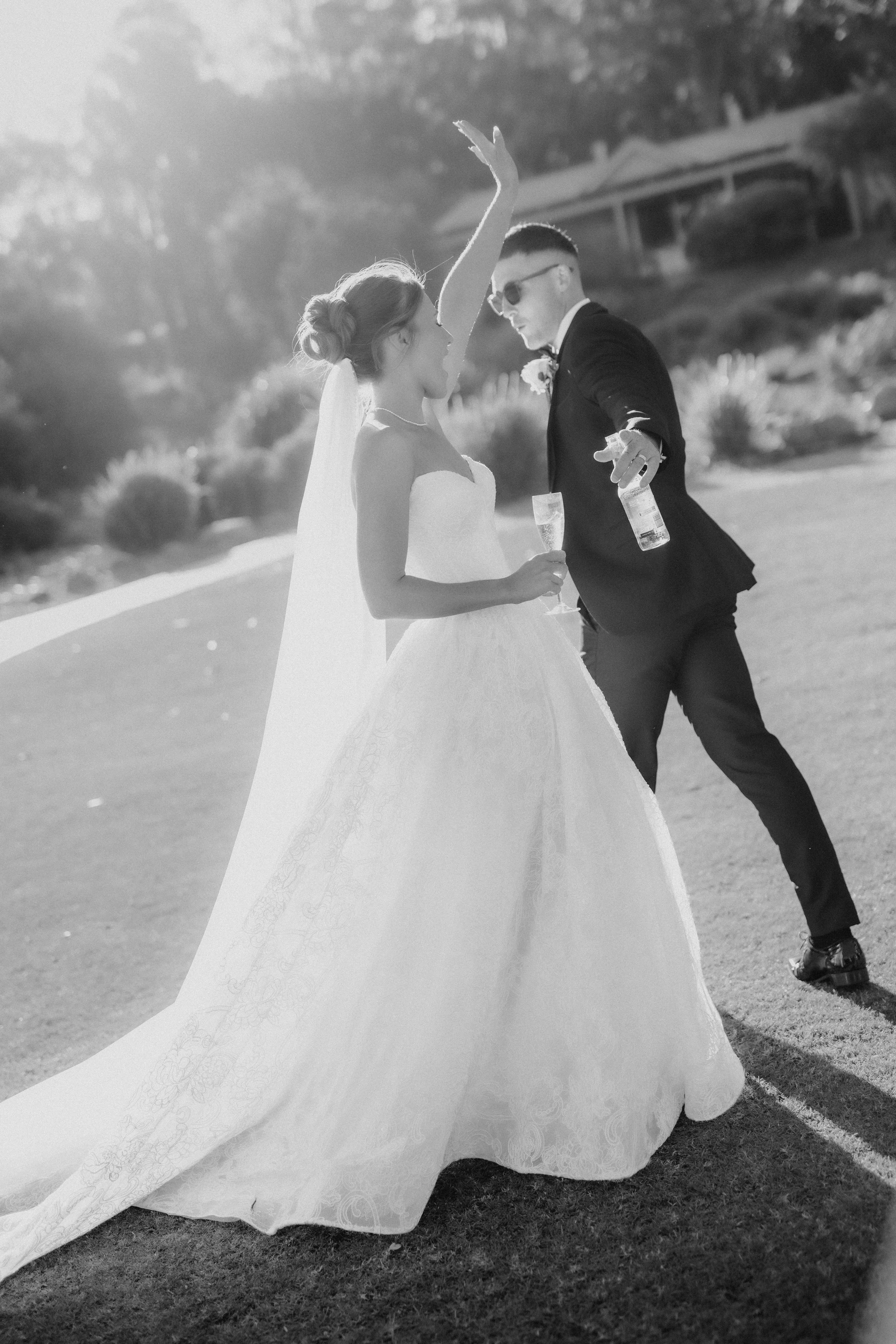 bride and groom vogue style Margaret River wedding 