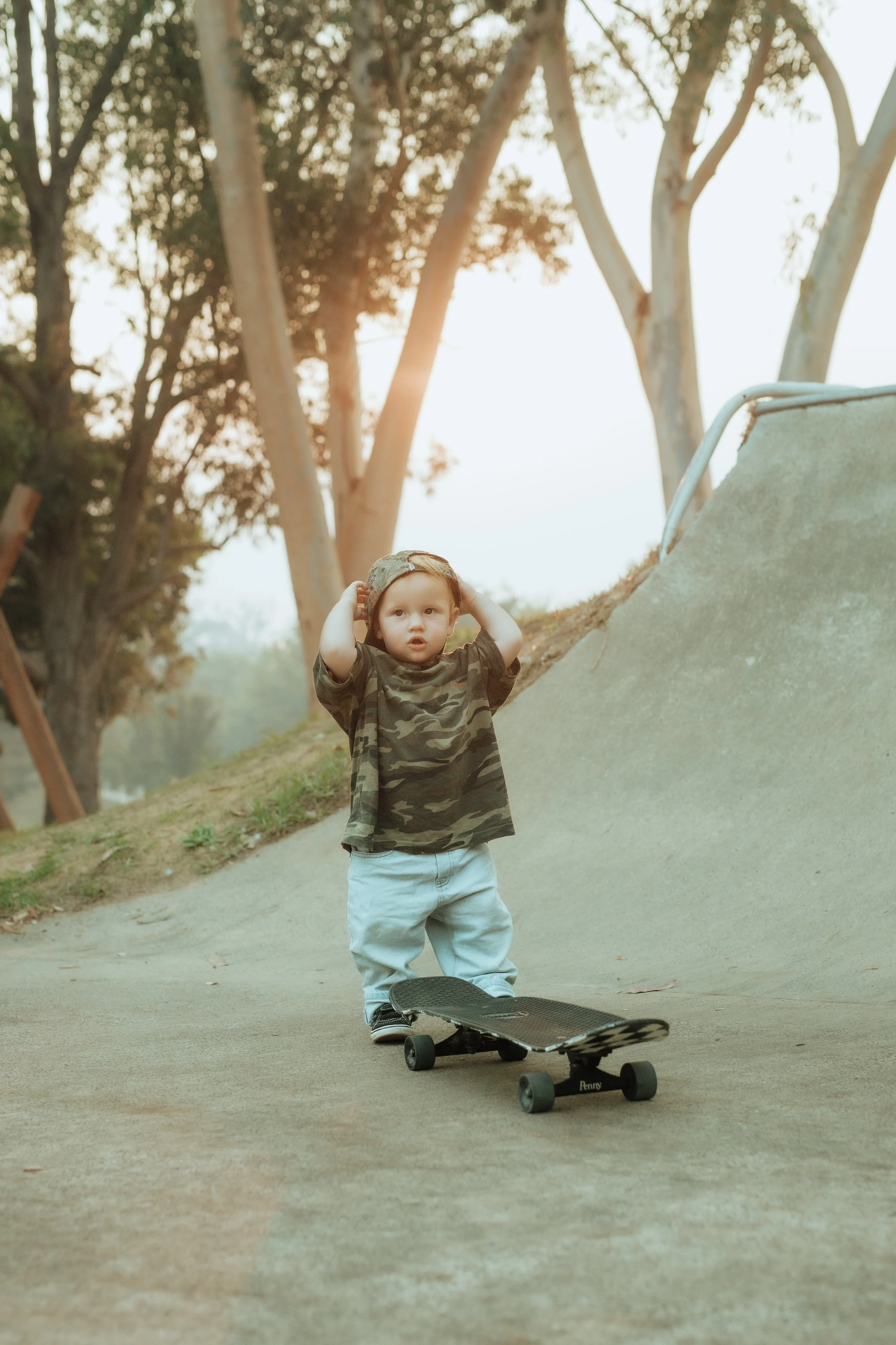 bout on skateboard in family photos