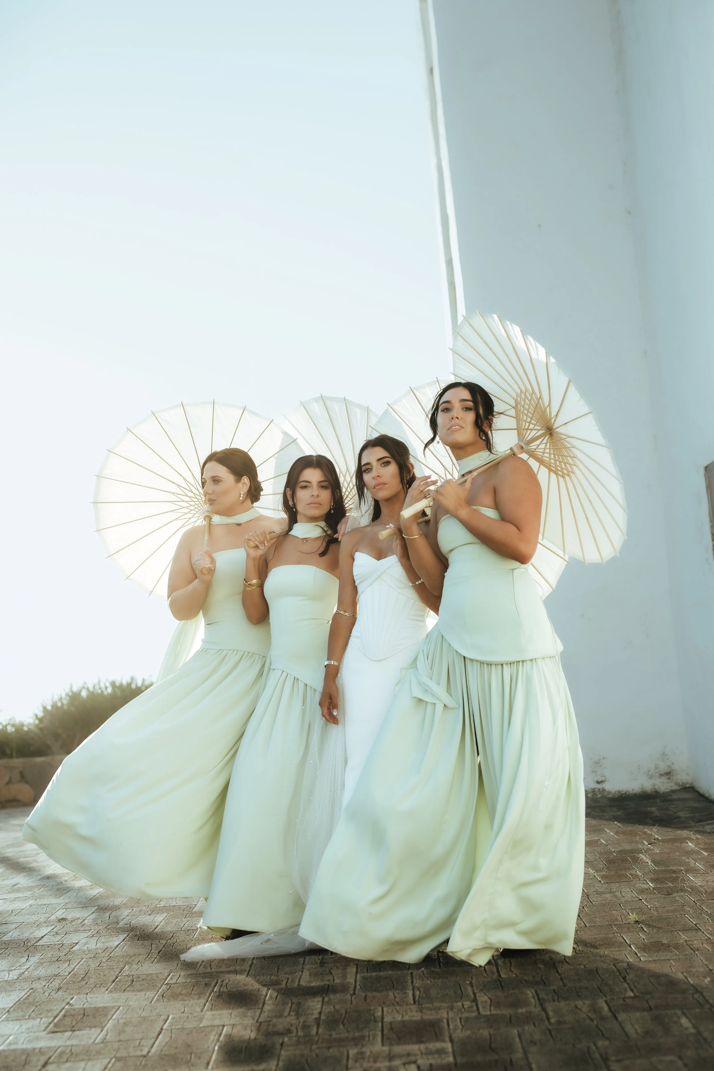 Bridesmaids wearing mint green at a greek church in Margaret River wit the best wedding photographer in Margaret River 