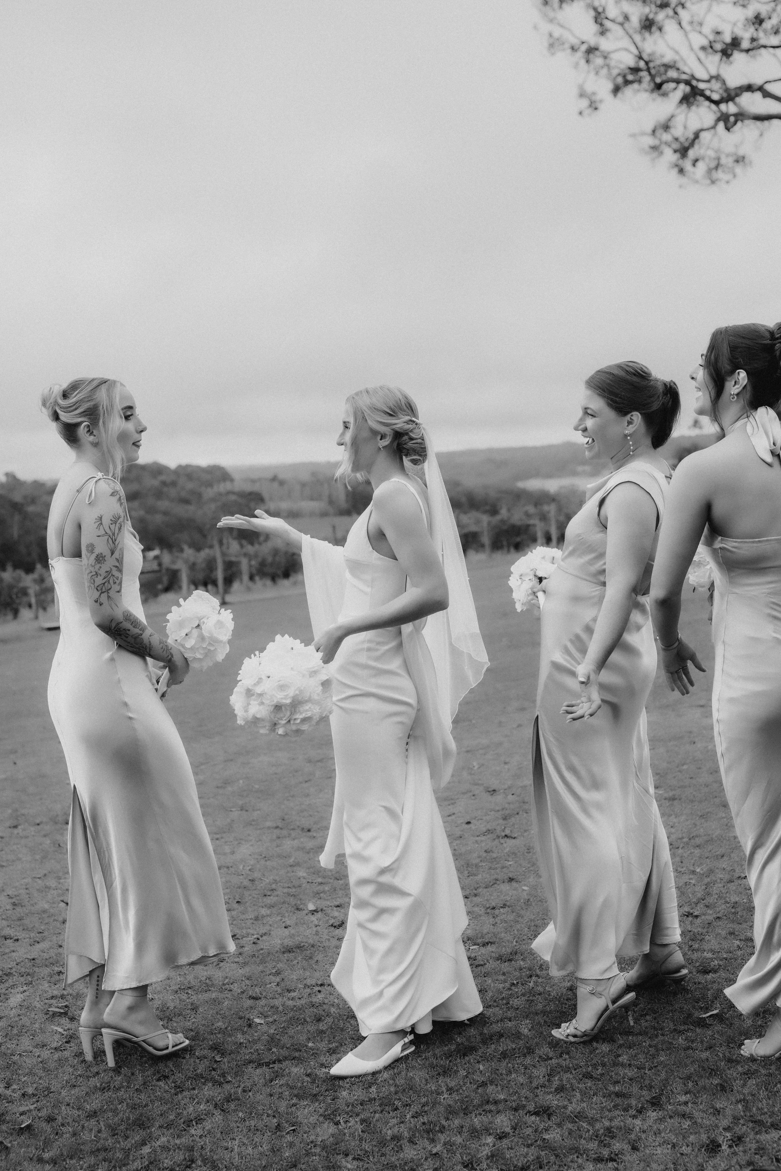 Bridal party in black and white Dunsborough