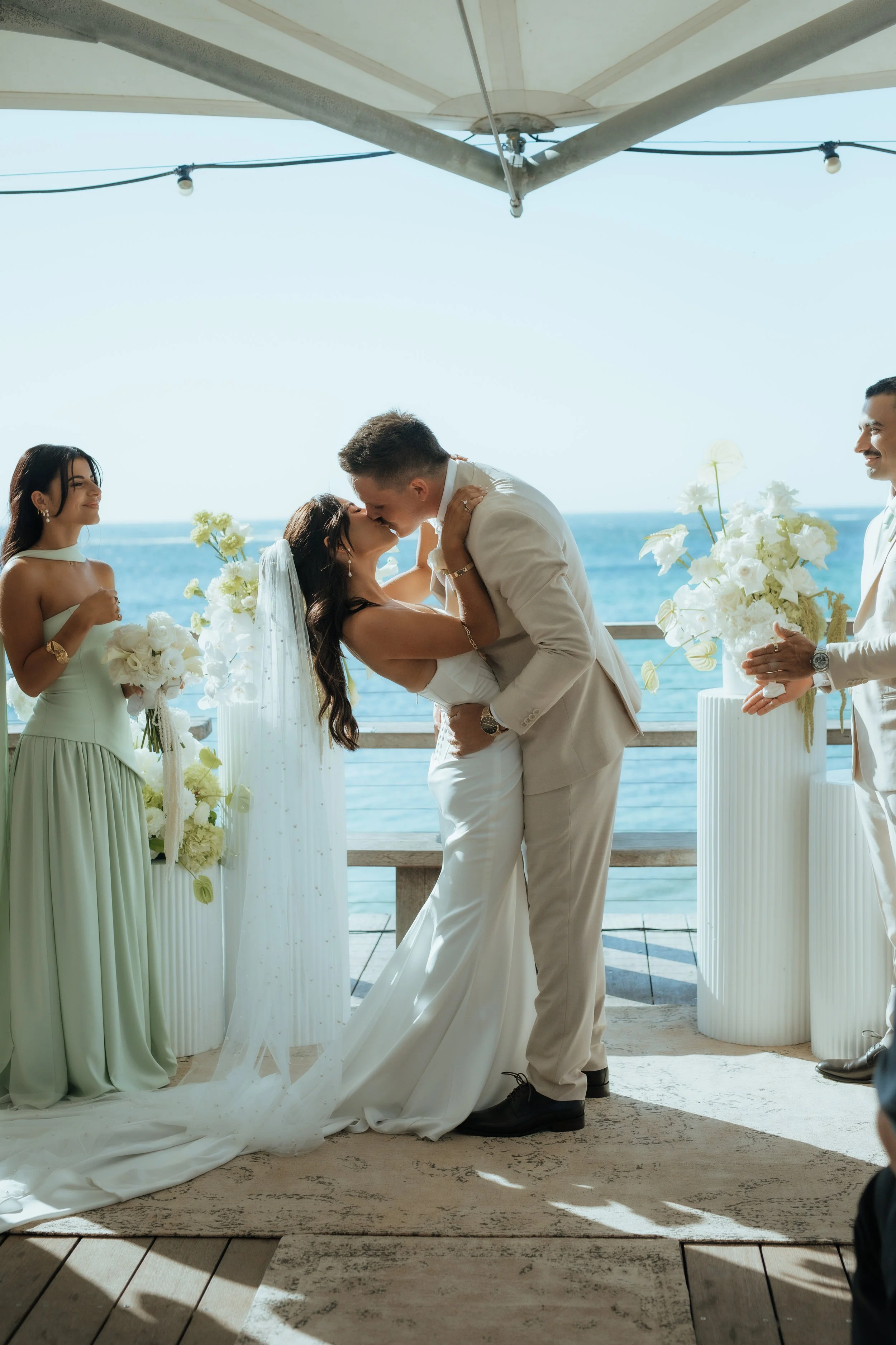 First kiss at Margaret river barefoot beach weddings in Gnarabup Western Australia 