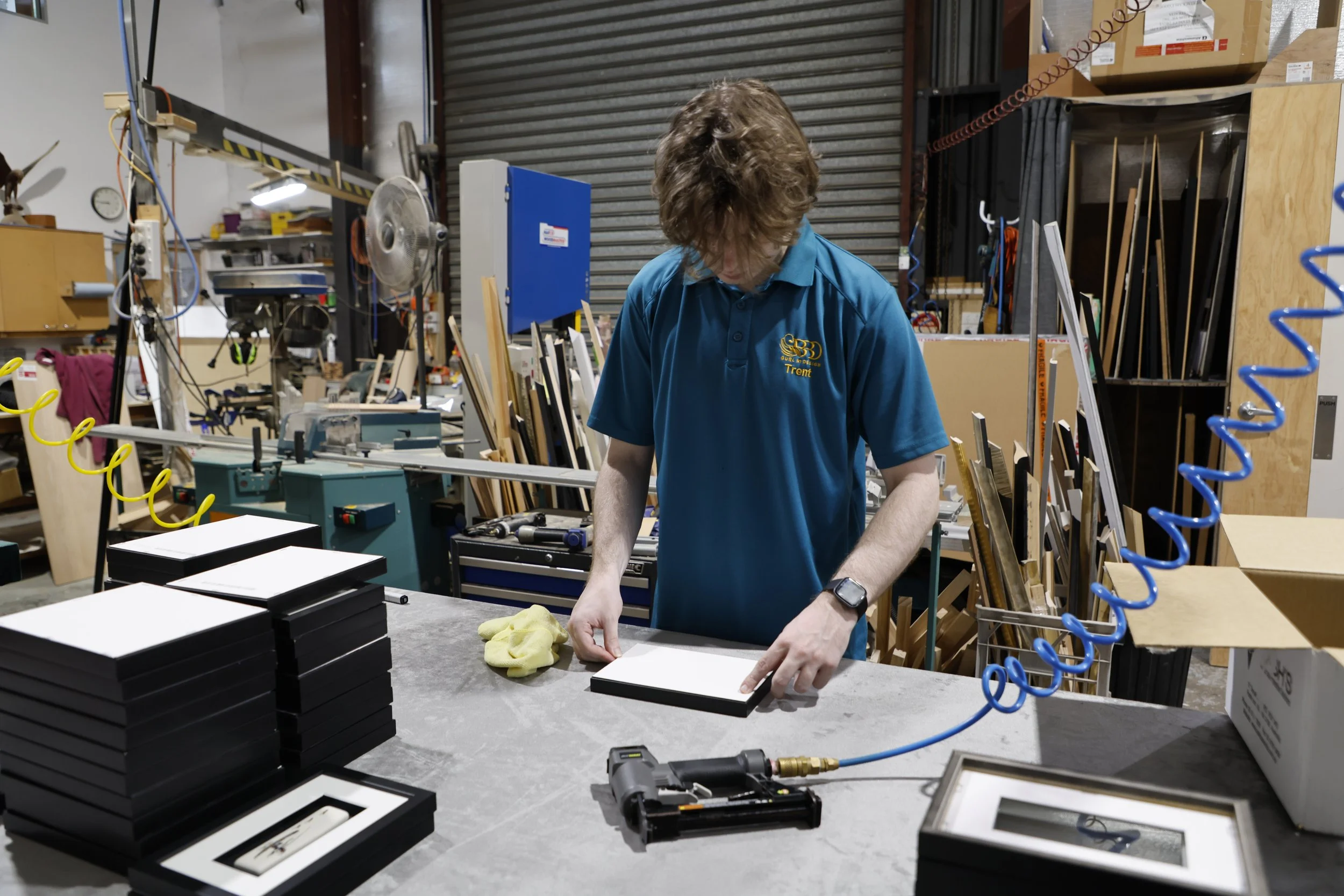 Trent framing Aboriginal artworks