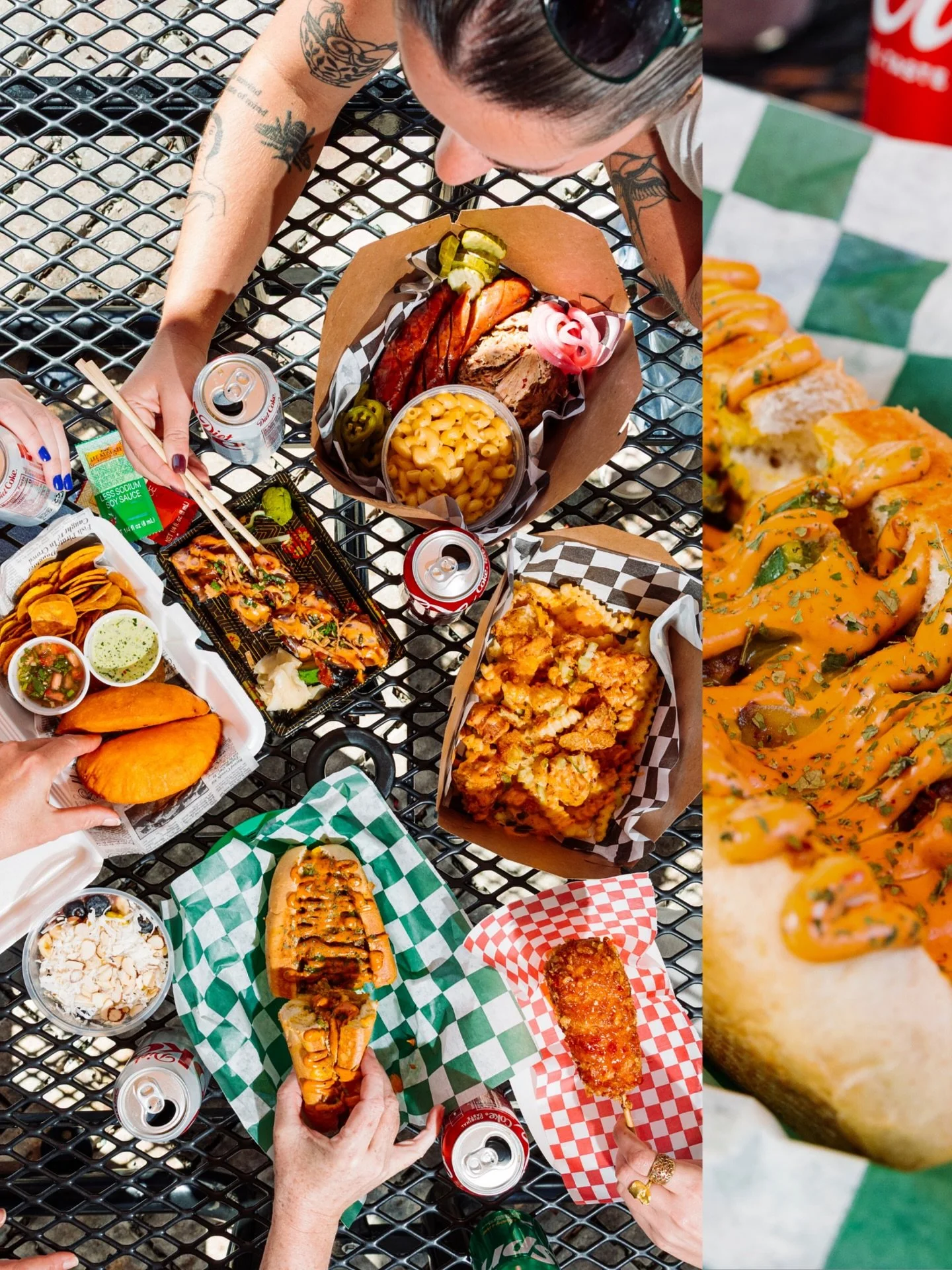 What a group outing to the Cargo West food court looks like: 

Tell your friends y&rsquo;all. We&rsquo;ve got everything from sushi to Korean corn dogs! Shoutout to @mattrayphotography &amp; the @feastwilmington for these mouthwatering pics. 🤤

FOOD