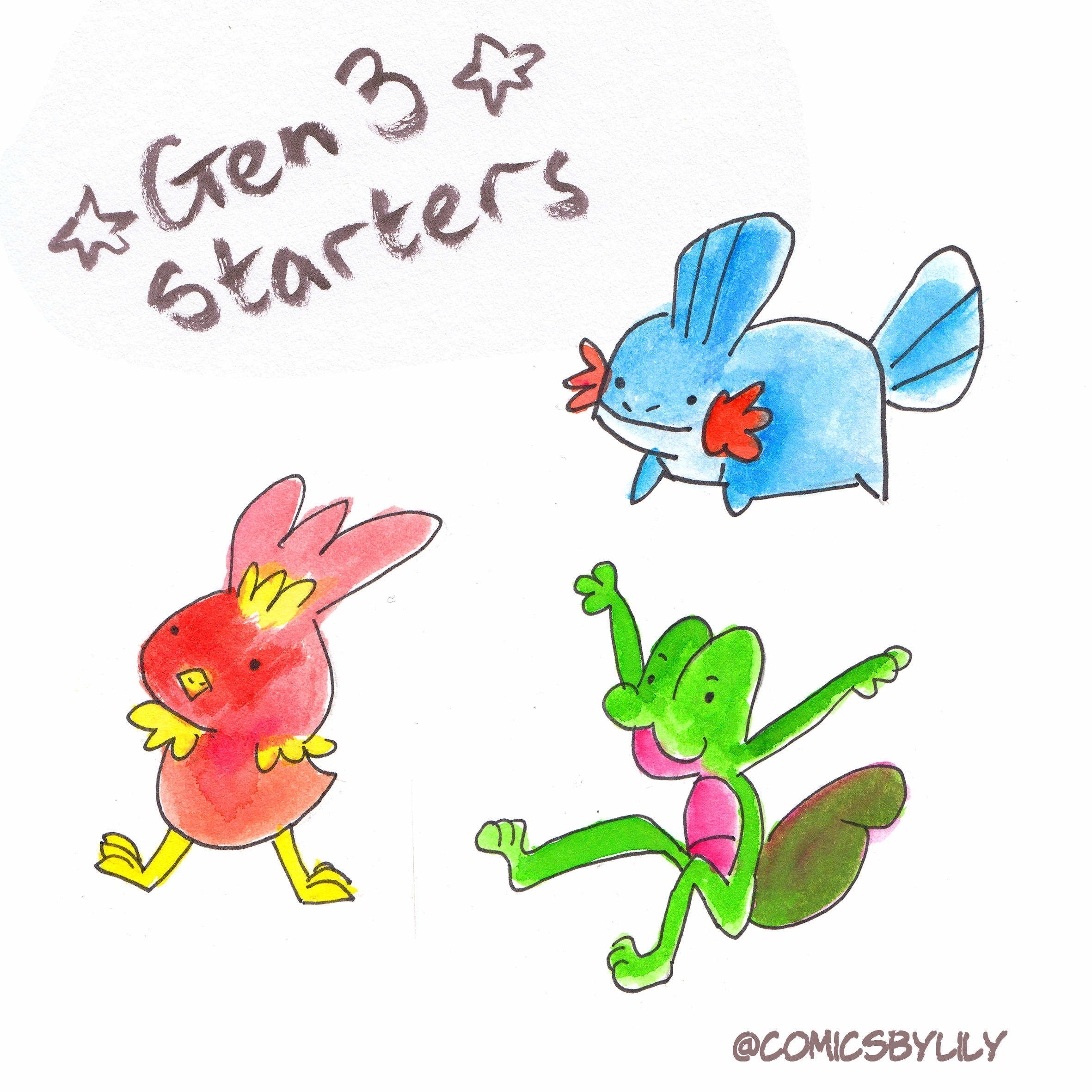 Pokemon Gen 3 Starters Sticker Sheet