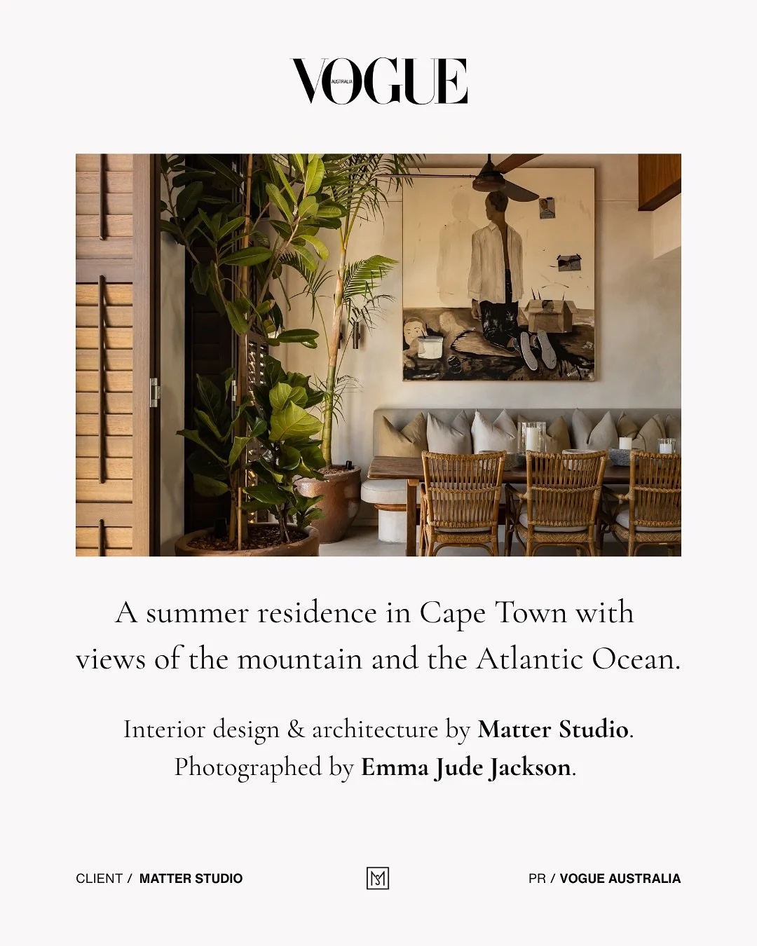 Project Boulder Cliff by @matter_studio_ct featured in @vogueliving / @vogueaustralia 

&ldquo;Rather than removing [the large granite boulders on the site], the design embraces these elements,&rdquo; says Jaco Bruwer, co-founder and architect at Mat