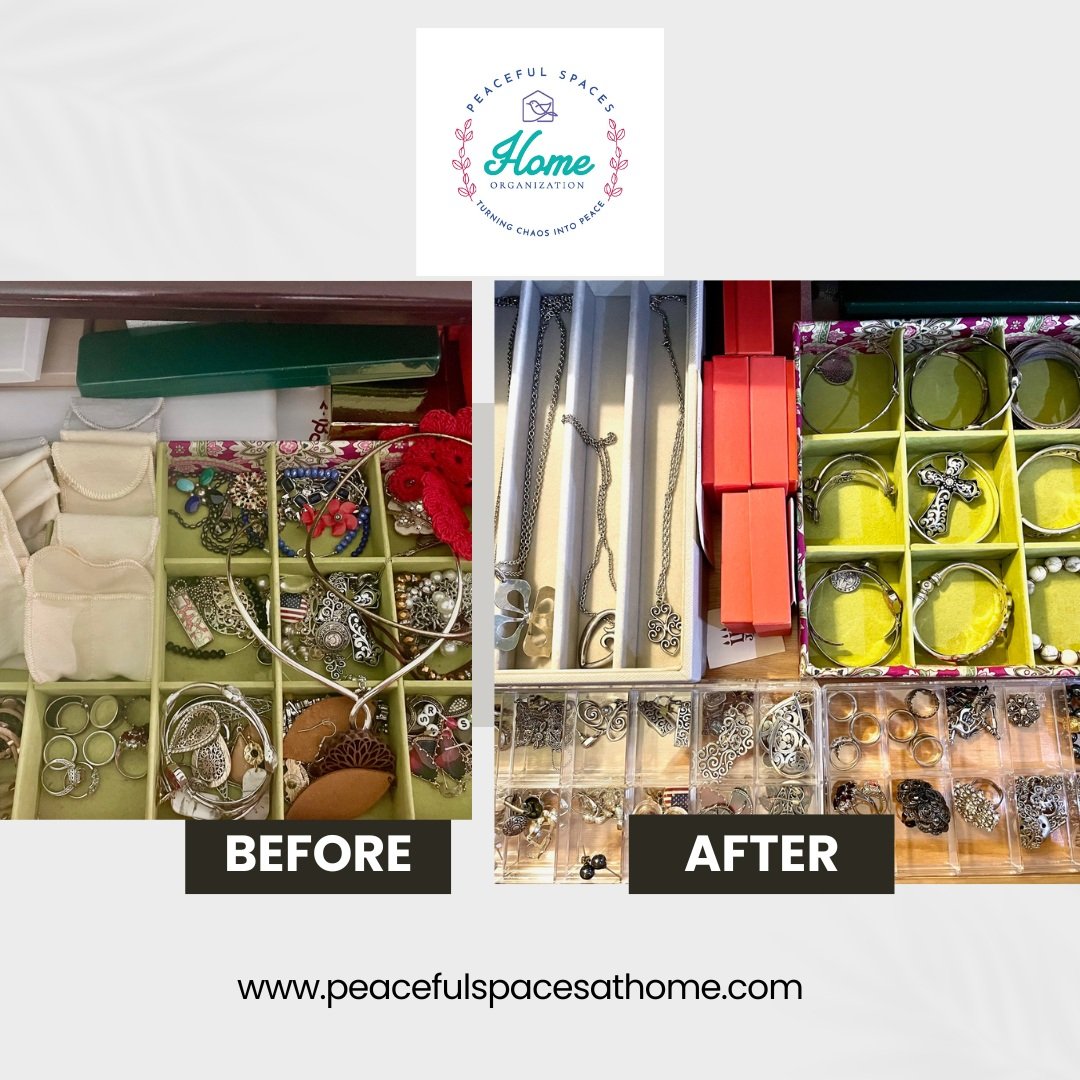 Before and after jewelry drawer
