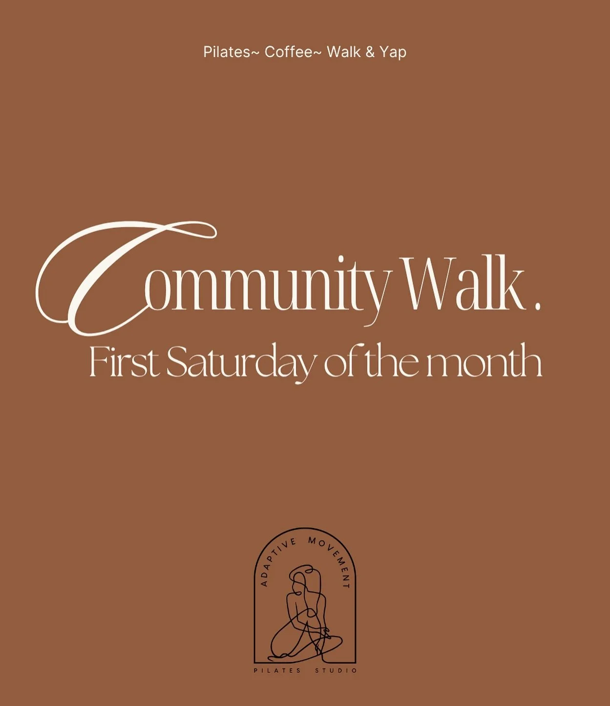 Beginning this month, we&rsquo;re introducing a wholesome new tradition: Community Walks on the first Saturday of every month. 🫶🏼 Meet us outside of the studio at 9am, we&rsquo;ll grab a warm coffee, stretch out our legs with a gentle walk, bask in