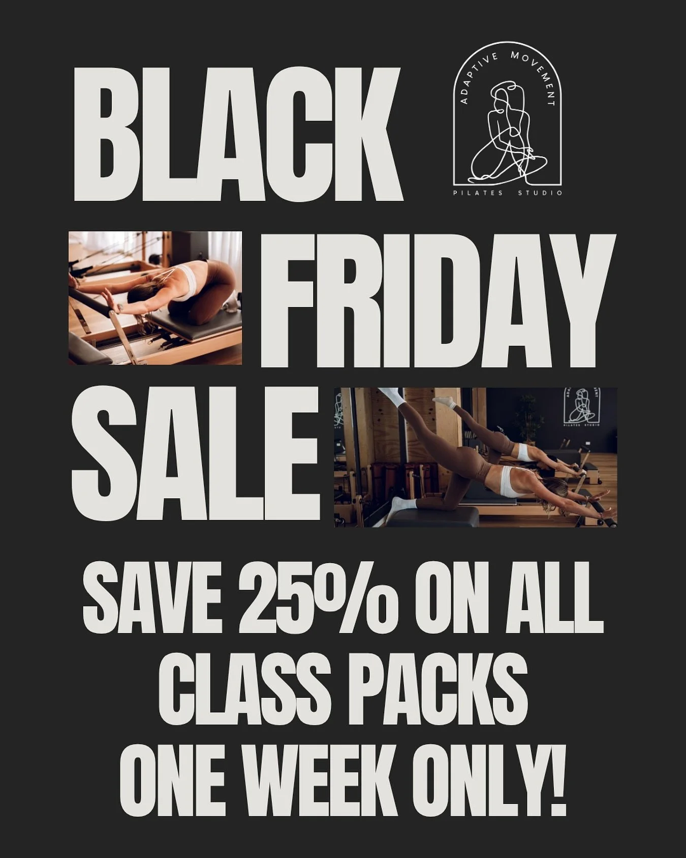 📣 BLACK FRIDAY SALE IS HERE 🖤
SAVE 25% on ALL class packs 
Use code BLACKFRIDAY25 at checkout
Link in bio to BOOK NOW and lock in for the rest of the year 🔥