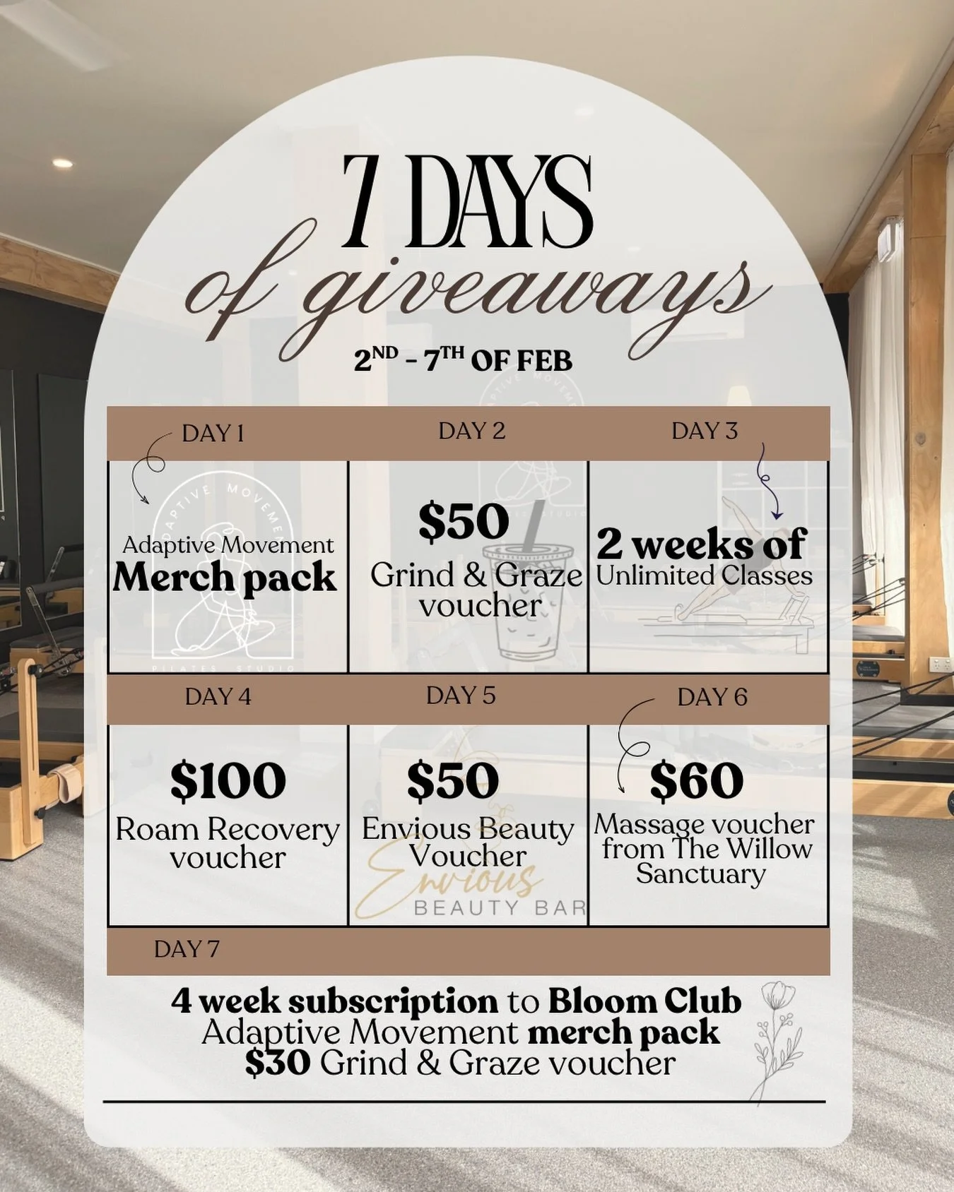 To celebrate our 2nd birthday we&rsquo;re giving away 7 amazing prizes! ✨

One lucky winner will be selected each day from the 2nd to the 8th of Feb, with our major giveaway on the 8th. Be sure to book your classes to go into the draw! 

🌸 To enter: