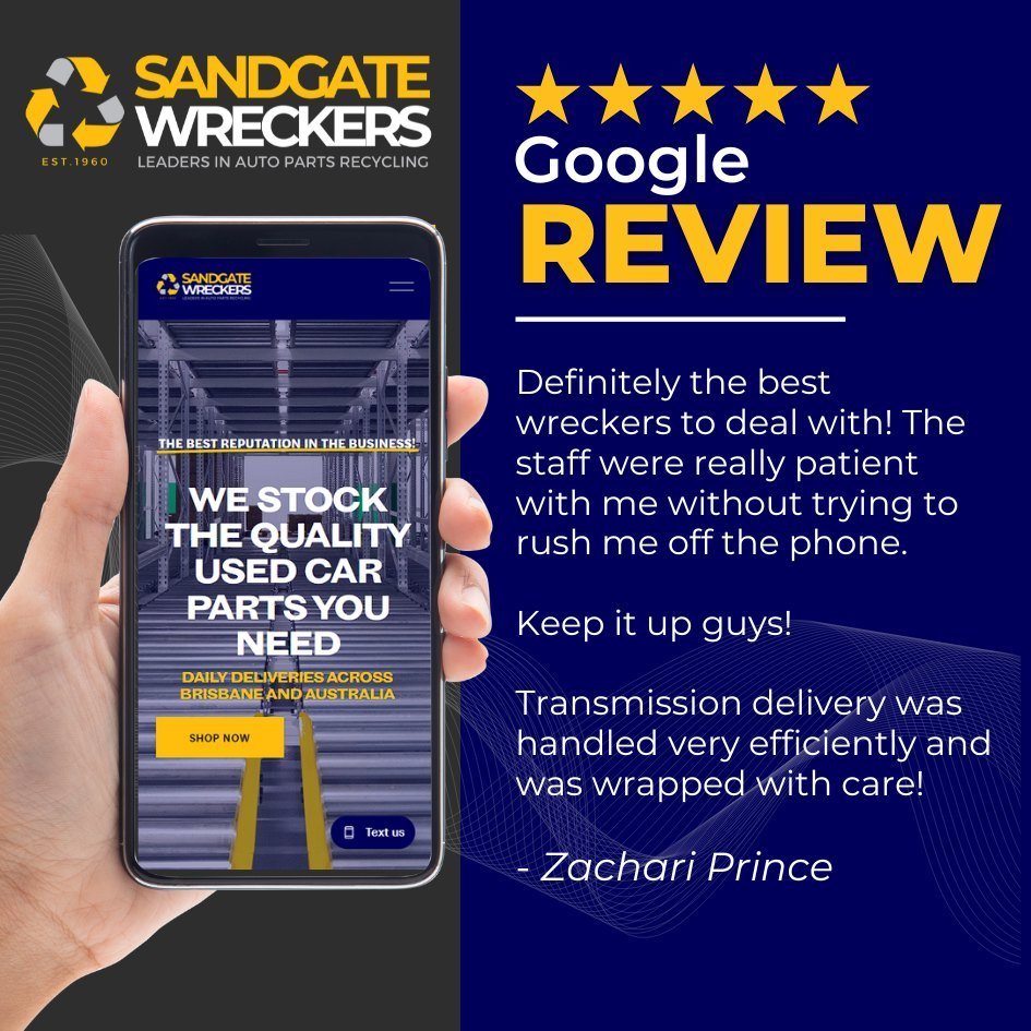 Customer Spotlight! A huge shoutout to Zachari for the glowing review! 🙌

We&rsquo;re so grateful for our amazing customers. 

#CustomerReview #HappyCustomer #BestWreckers #CarParts #Transmission #AutoParts #SandgateWreckers #CustomerService #Wrecke