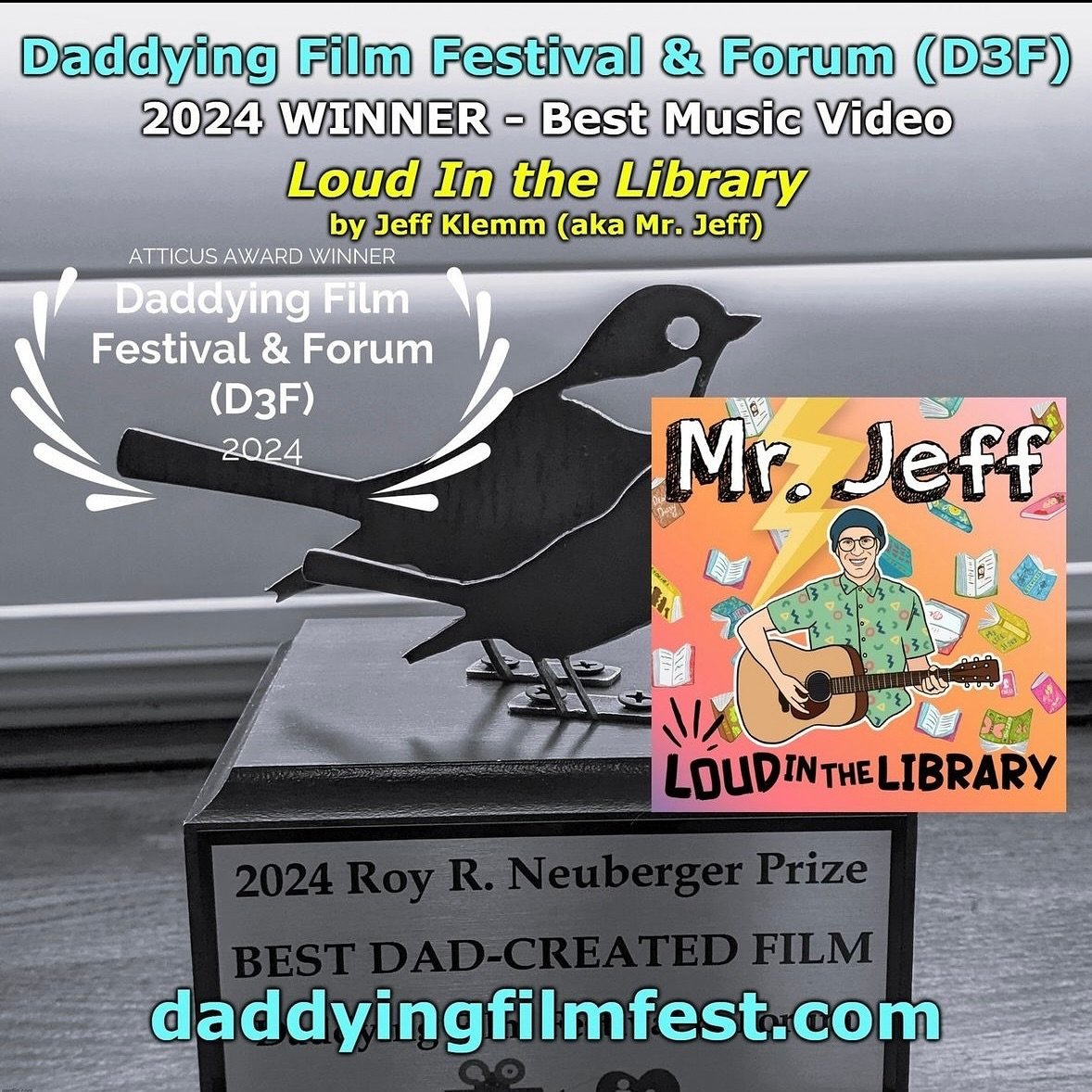 So honored to have won the award for &ldquo;Best Music Video&rdquo; at the Daddying Film Festival &amp; Forum for our &ldquo;Loud In the Library&rdquo; music video! Thanks so much to everyone who&rsquo;s supported this project thus far! Sooo cool!!! 