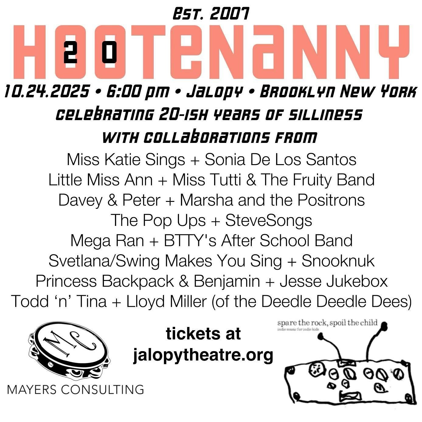 Suuuper pumped to be heading to Brooklyn New York on Friday for the Hootenanny! I’ll be sitting in on drums for @marshaandthepositrons and @daveyandpeter and playing electric guitar for @littlemissannmusic and @misstuttiandthefruityband !! Alwa