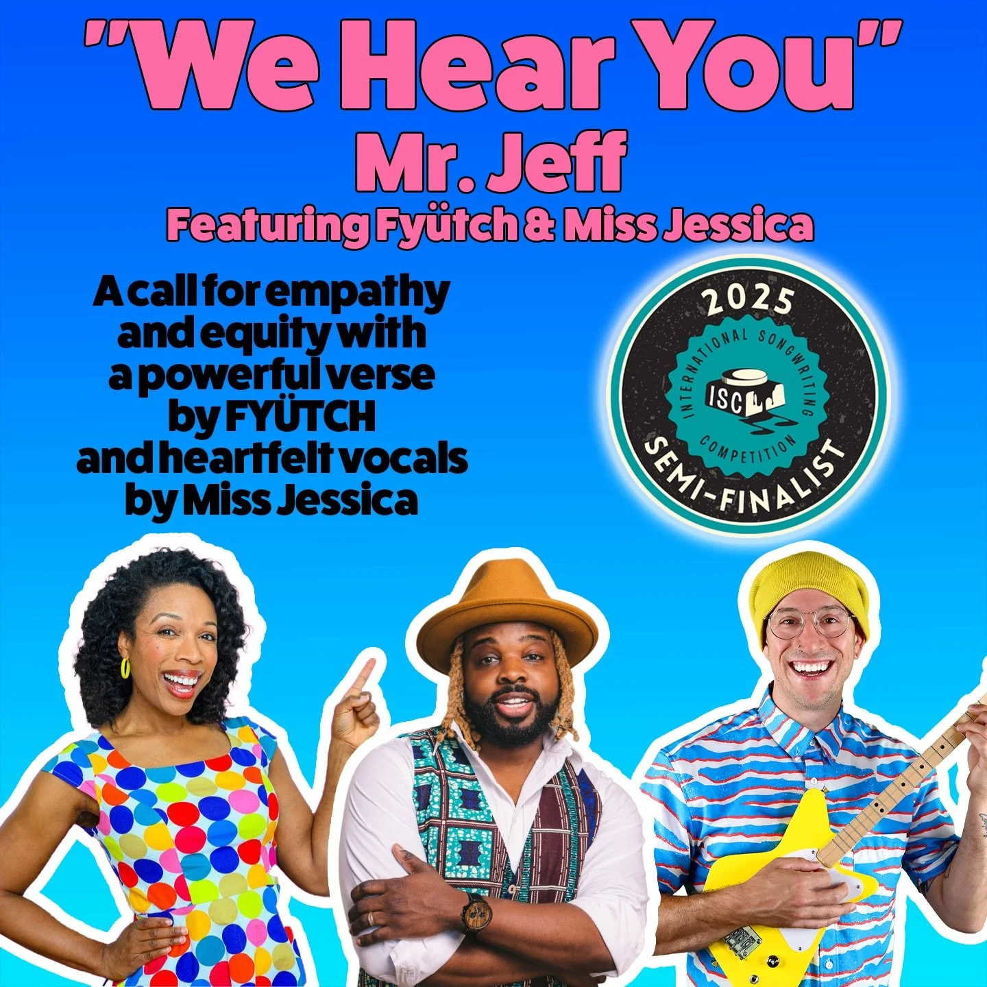 Honored that our powerful anthem &ldquo;We Hear You&rdquo; (feat. @fyutch and @missjessicasworld ) has been announced as a Semi-Finalist in the @intlsongcompetition International Songwriting Competition in Children&rsquo;s Music! 
This song is for AL
