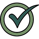 Green checkmark within a circle on a white background