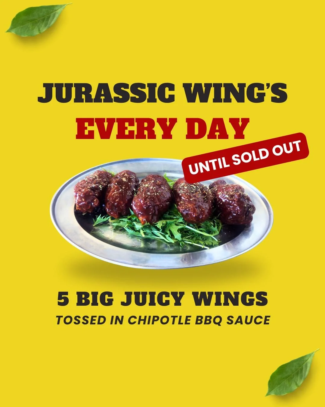 👟 Don&rsquo;t walk, RUN &mdash; it&rsquo;s your last chance!

Our GIANT Jurassic Wings are almost extinct&hellip; and once they&rsquo;re gone, they&rsquo;re gone! Swing by The Lazy George before they disappear! 🦖🔥