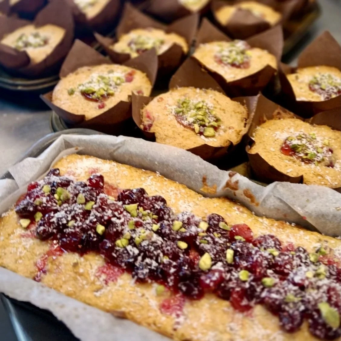 Christmas flavours have officially arrived at The Lazy George Cafe! 🎅✨

Today we&rsquo;re serving:

🍇 Cranberry Muffins
🍬 Caramel Fudge &amp; Pistachio Slice
🥥 Cranberry &amp; Coconut Cake

So if you&rsquo;re travelling down the Hume Highway, swi