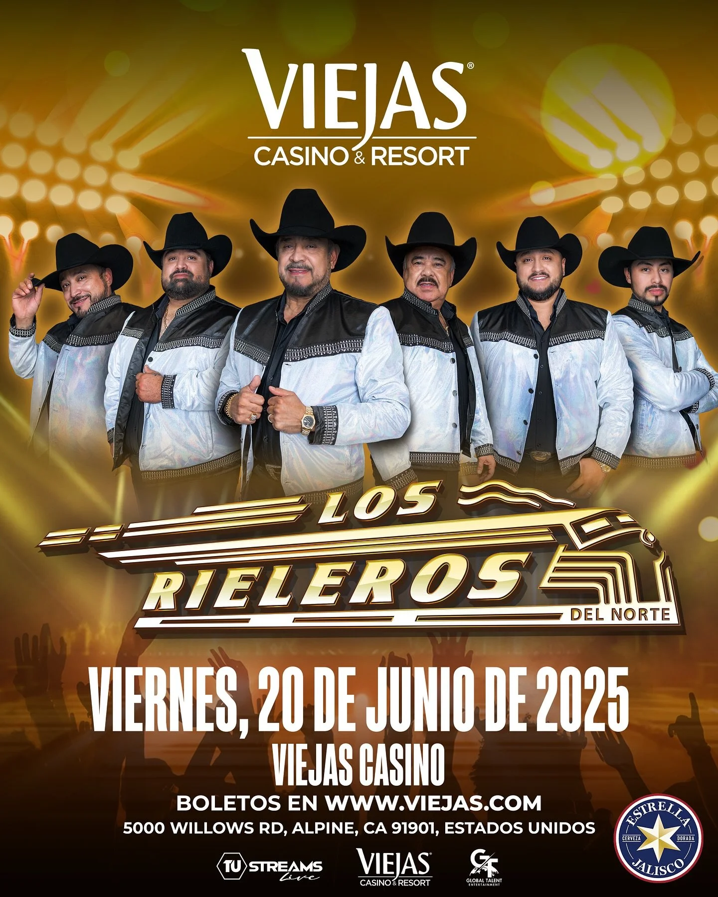 Los Rieleros del Norte hit the stage tonight at Viejas Casino in Alpine, CA 🎟️🔥 It&rsquo;s going to be a night packed with pure norte&ntilde;o energy, live music, and fan favorites that never get old.

If you&rsquo;re in the area, there&rsquo;s sti