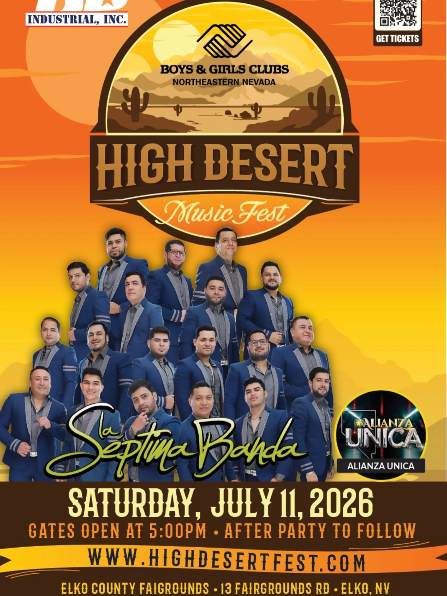 La S&eacute;ptima Banda is headed to Elko, NV!

The High Desert Music Fest returns on Saturday, July 11, 2026 at the Elko County Fairgrounds, featuring La S&eacute;ptima Banda live under the Nevada sky.

Gates open at 5 PM with an after party to foll