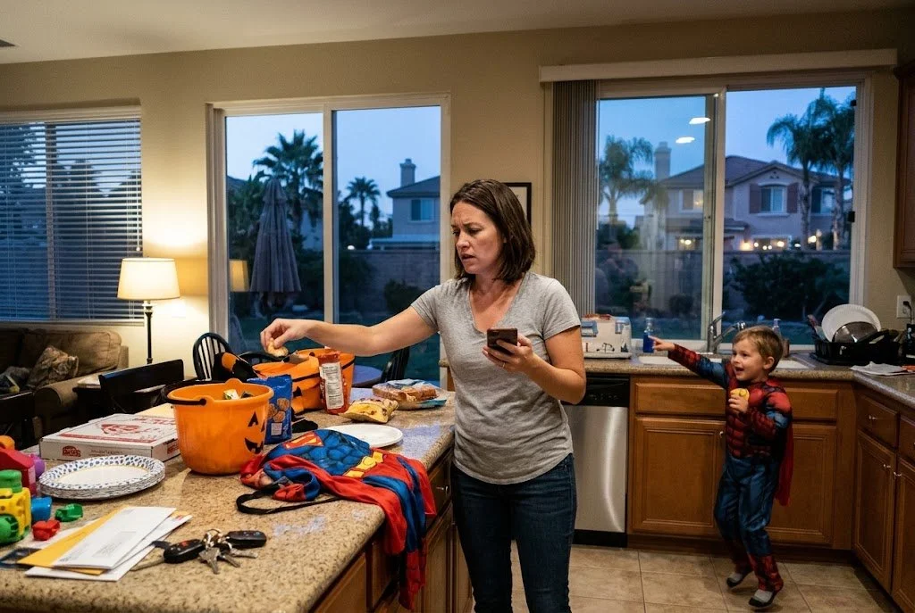 a mom overwhelmed and getting ready for halloween worried htat she is missing something or doing it wrong.