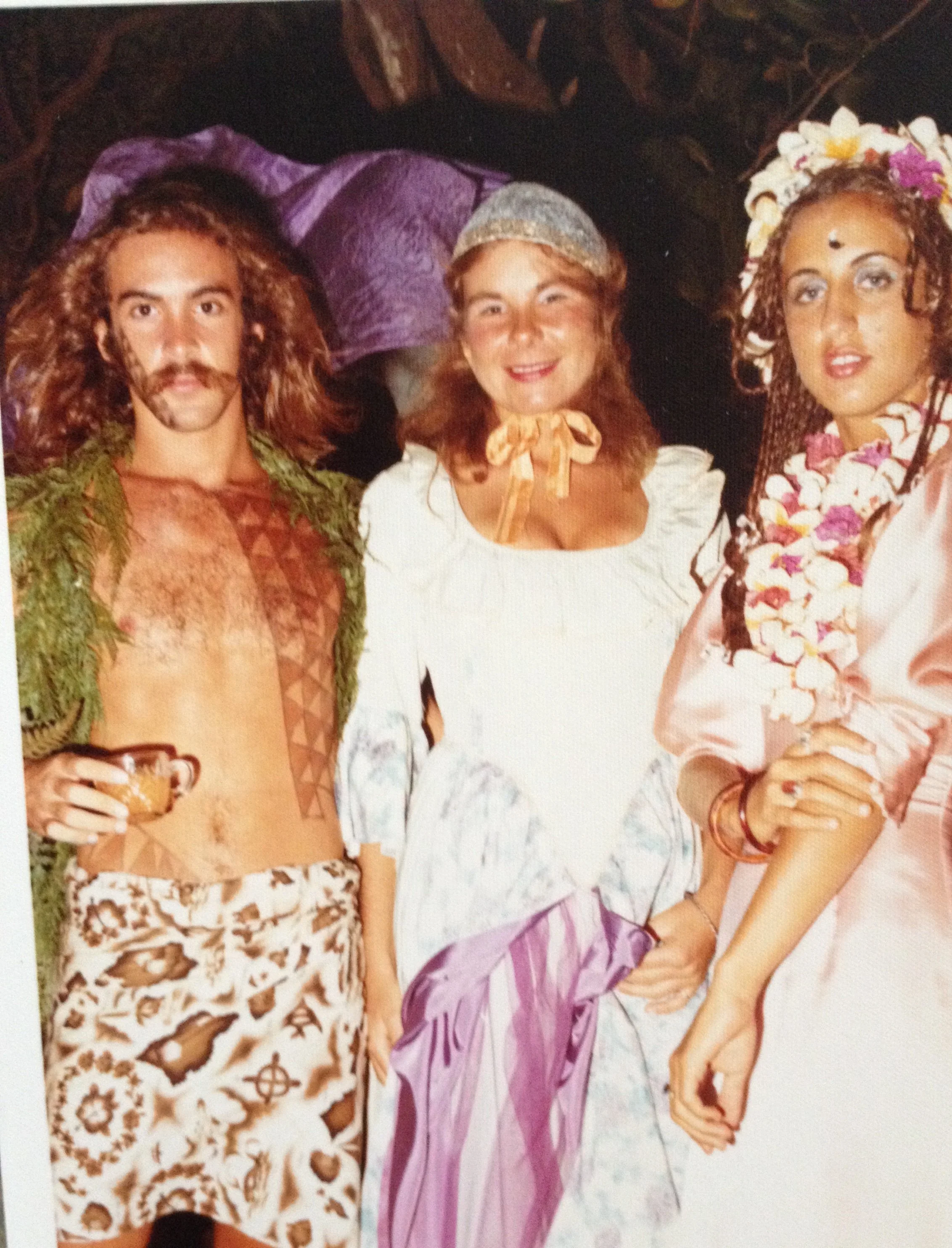 Kimo (on left) with two friends at Hula's Bar & Lei Stand, New Years 1975