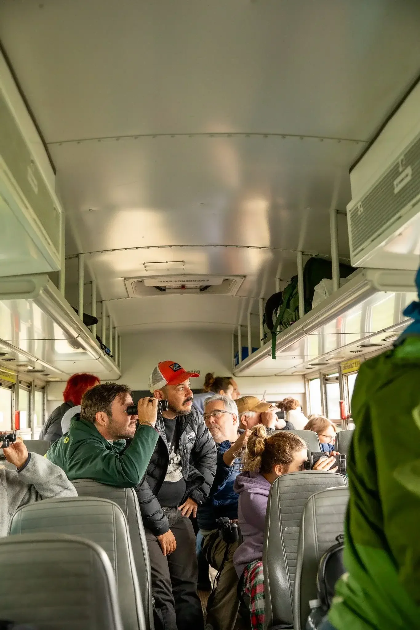 passengers on the Denali park transit tour bus