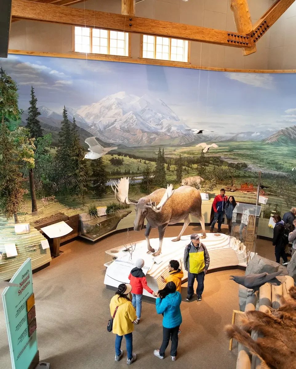 visitors to the Denali National Park enjoy the visitor center