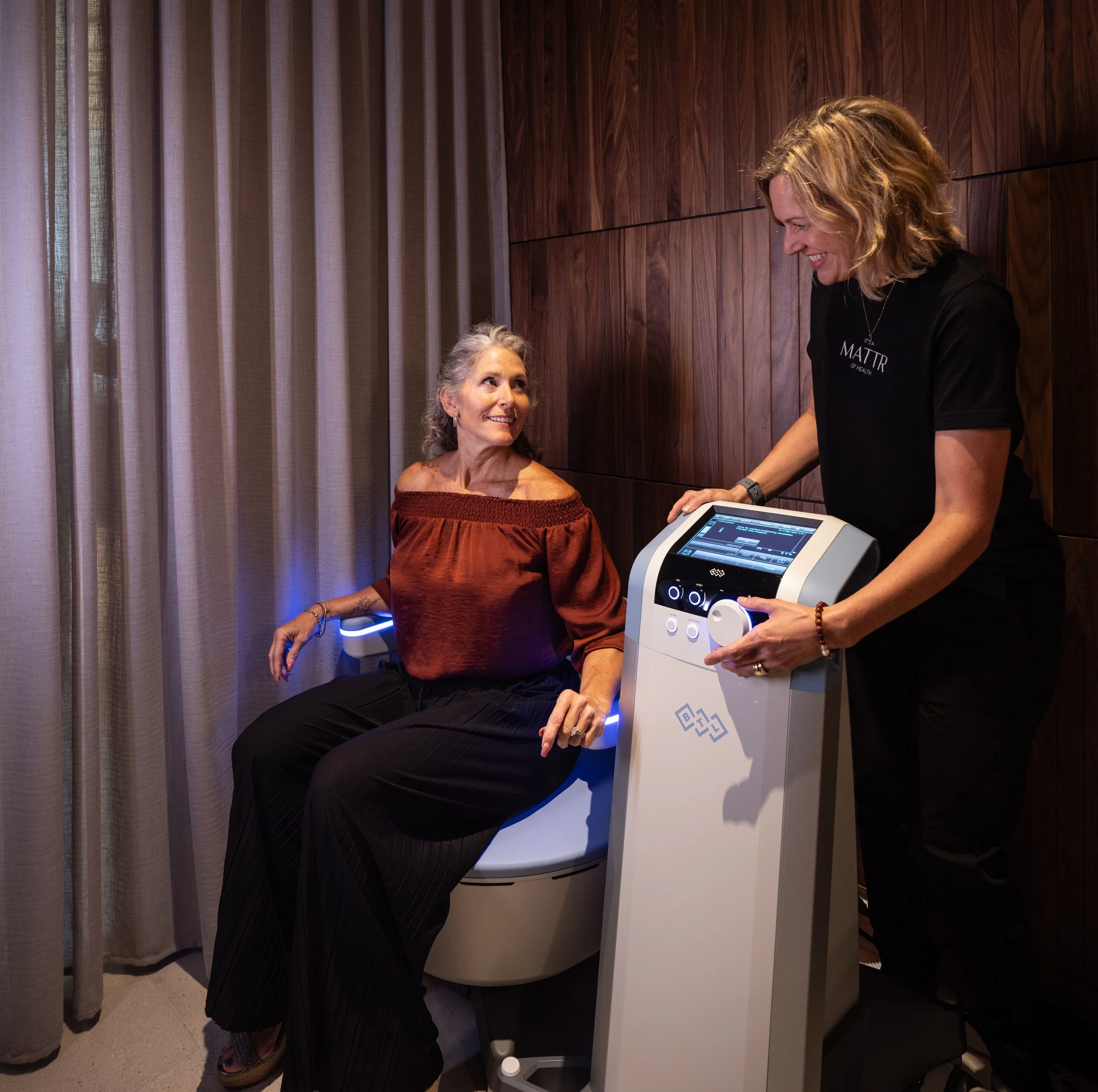 client in pelvic floor treatment at Mattr Biowellness Club