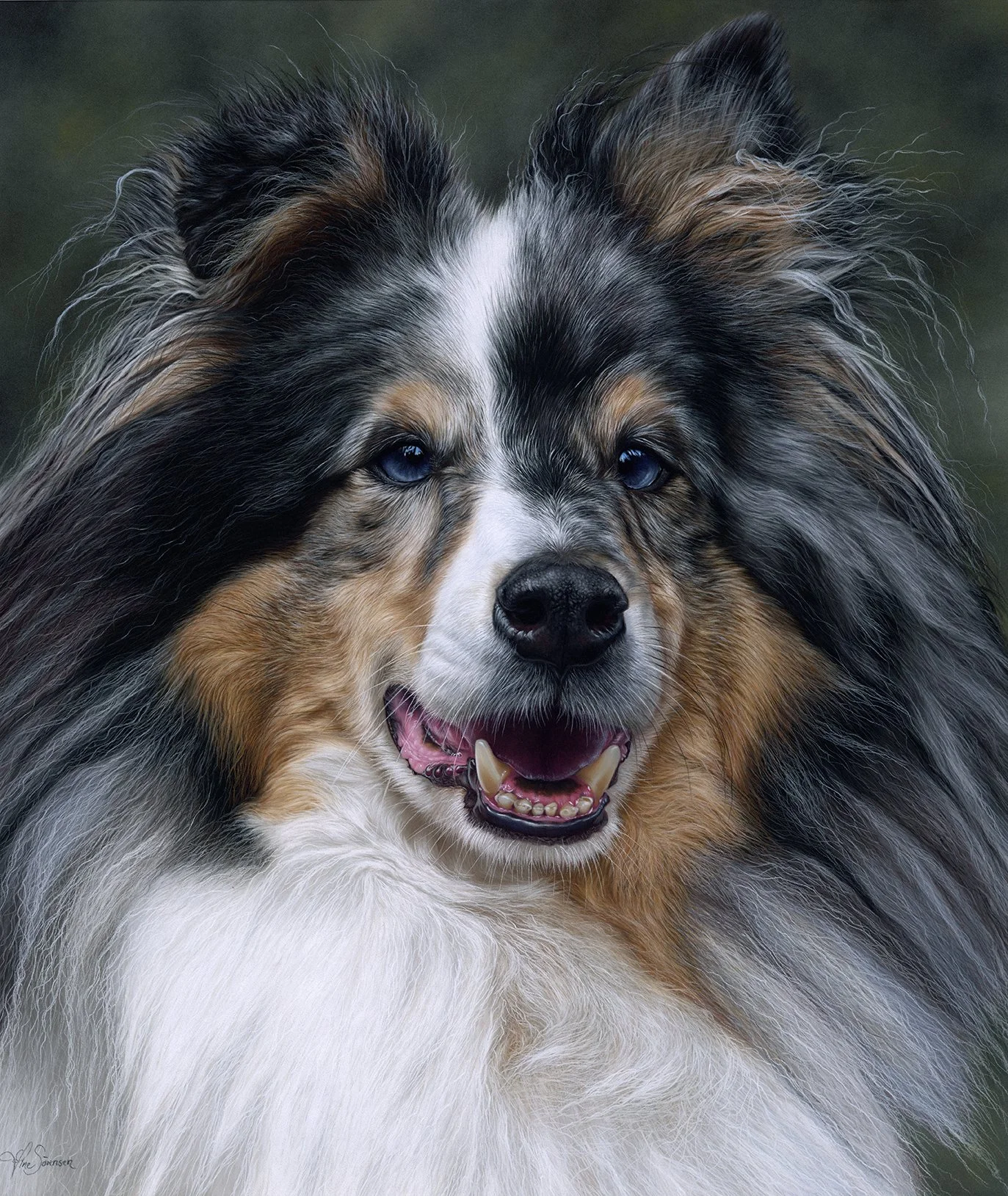 Hundeportrait Zeichnung in Pastell