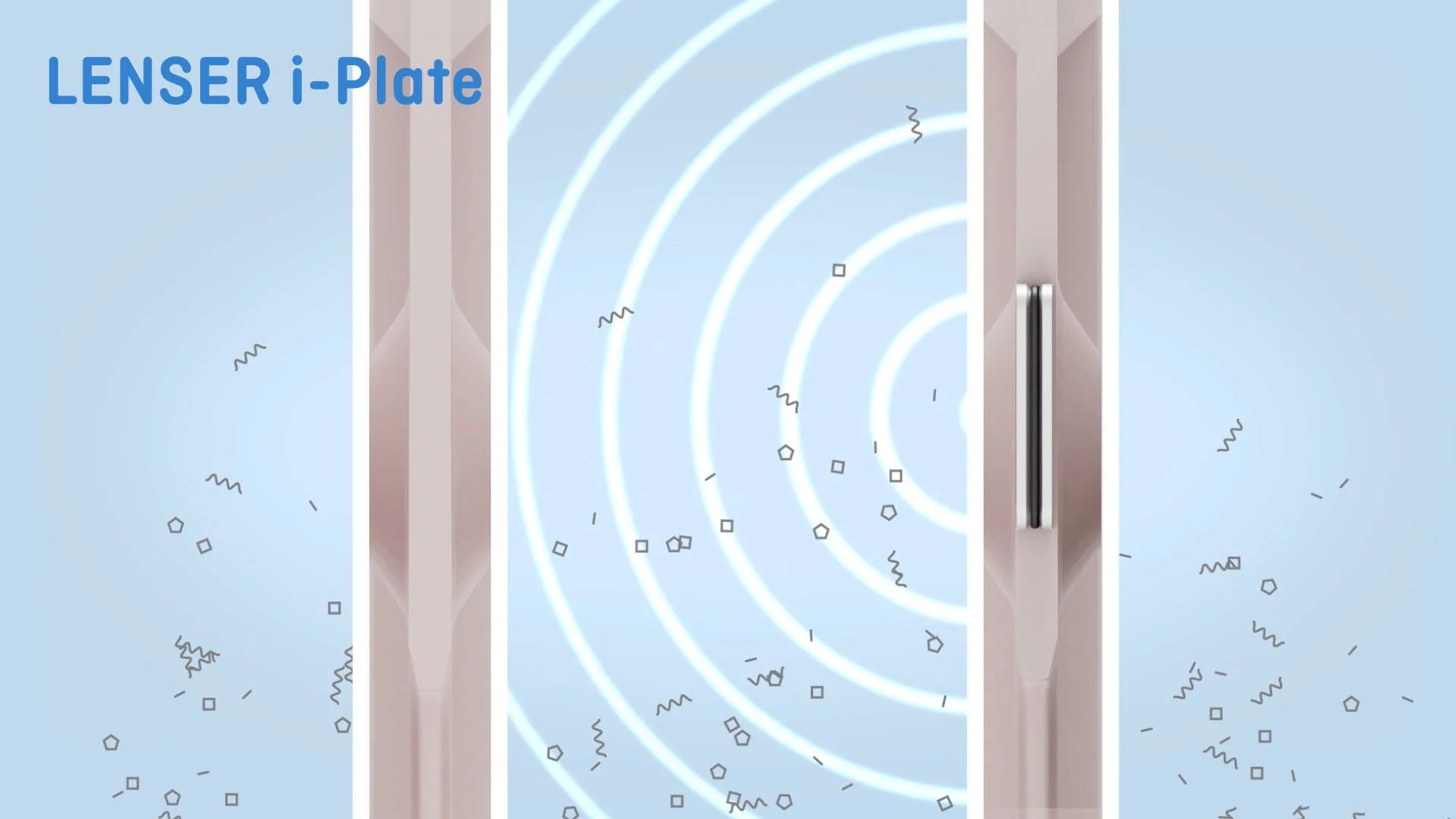 2D-Animation der Lenser i-Plate: elektromagnetische Wellen und Wirkprinzipien der Filtertechnologie zur Wasseraufbereitung