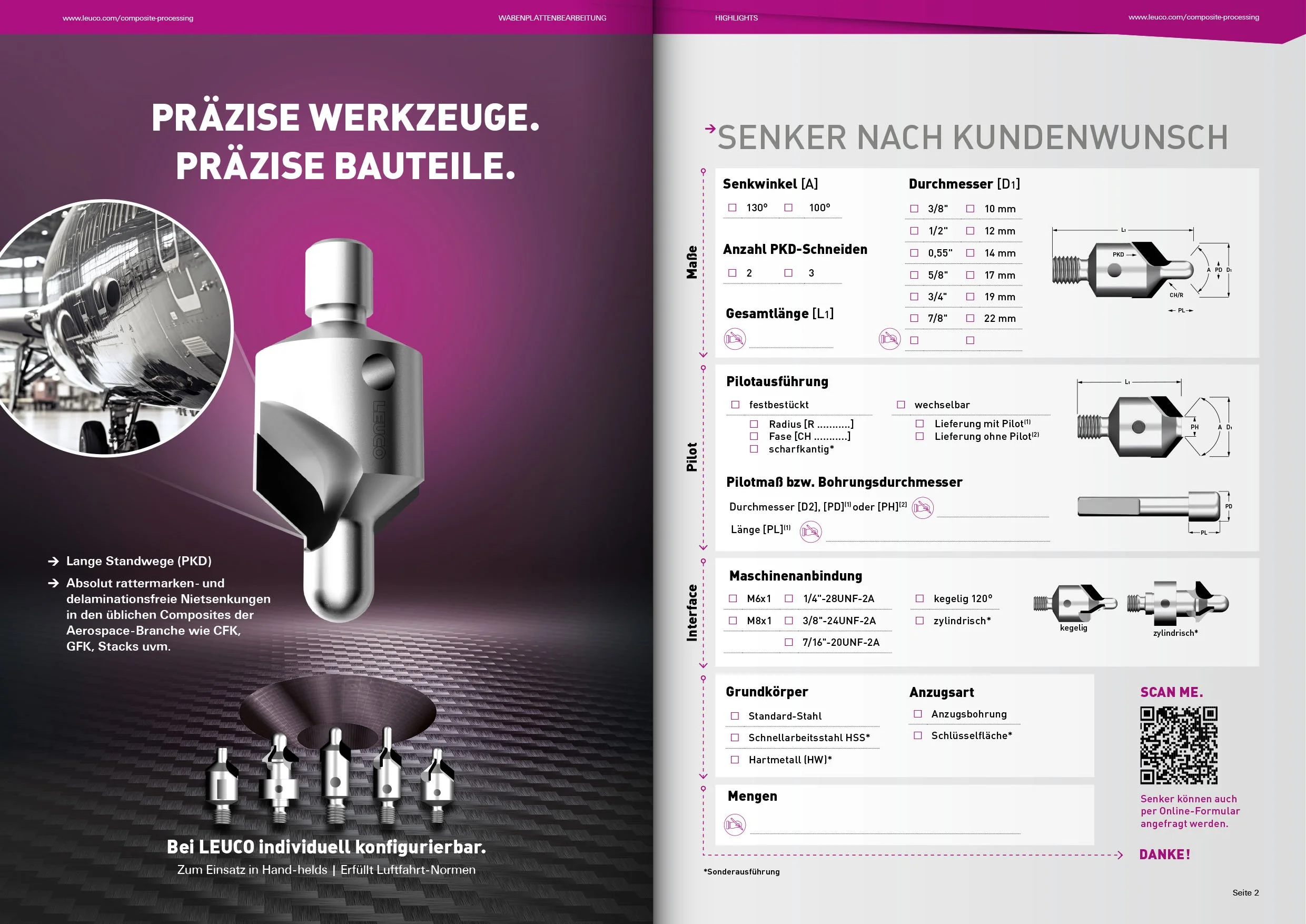 Informationsdesign im CSK-Guide für LEUCO – Produktdarstellung Senker