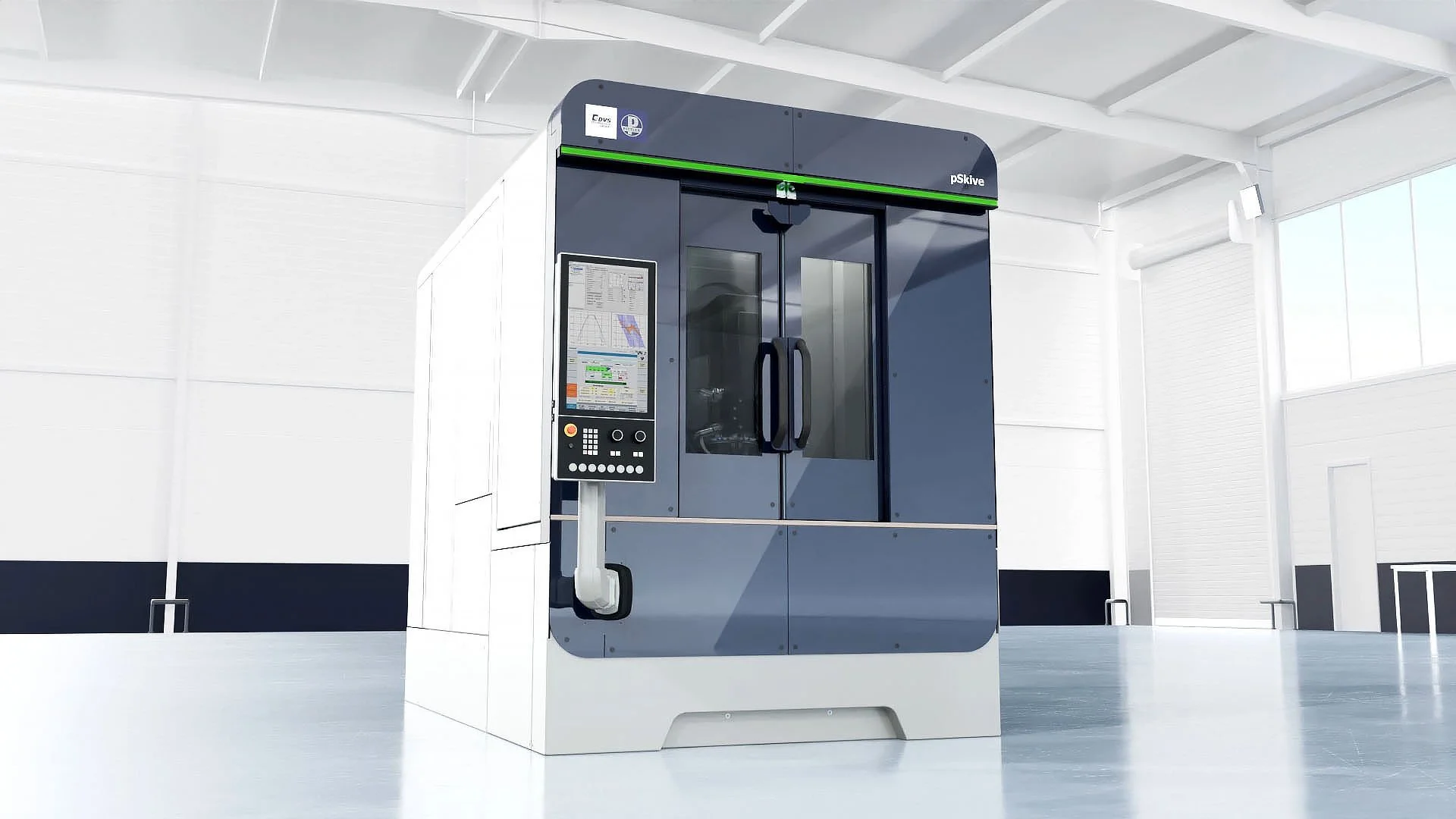 Hochwertige 3D-Animationen der DVS Technology Group Maschinen für die EMO 2023, die komplexe Produktionsprozesse anschaulich visualisieren.