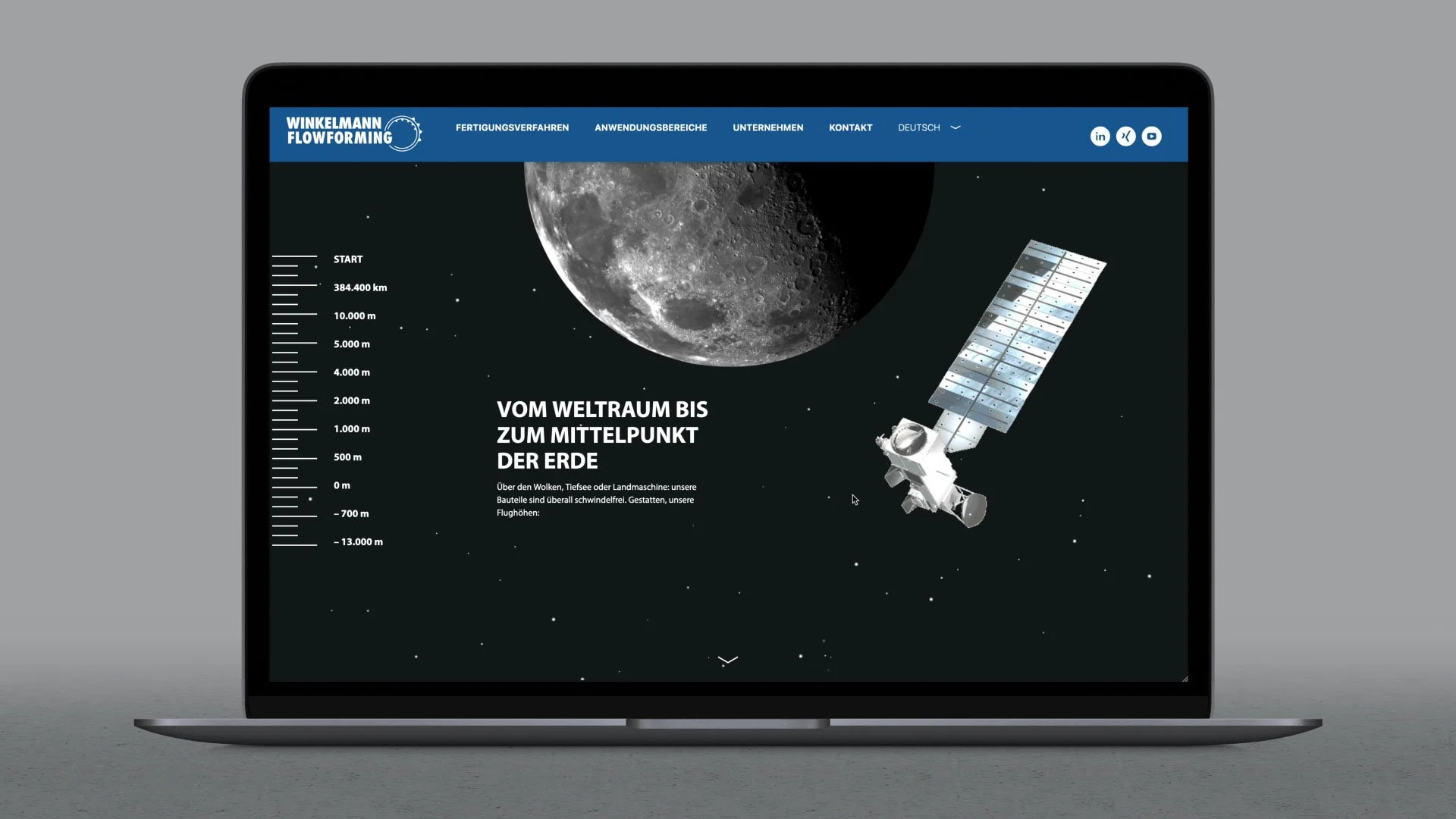 Website-Mockup für Winkelmann Flowforming: digitale Unternehmenskommunikation