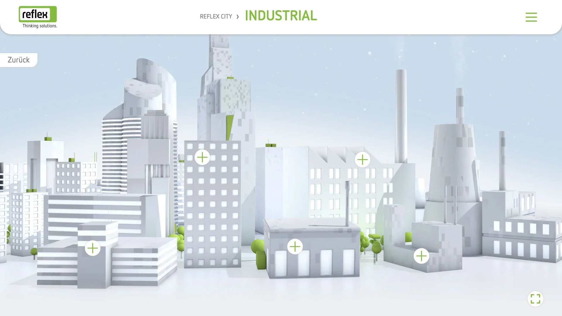 Übersicht der digitalen Modellstadt Reflex City im Beispiel Industrial