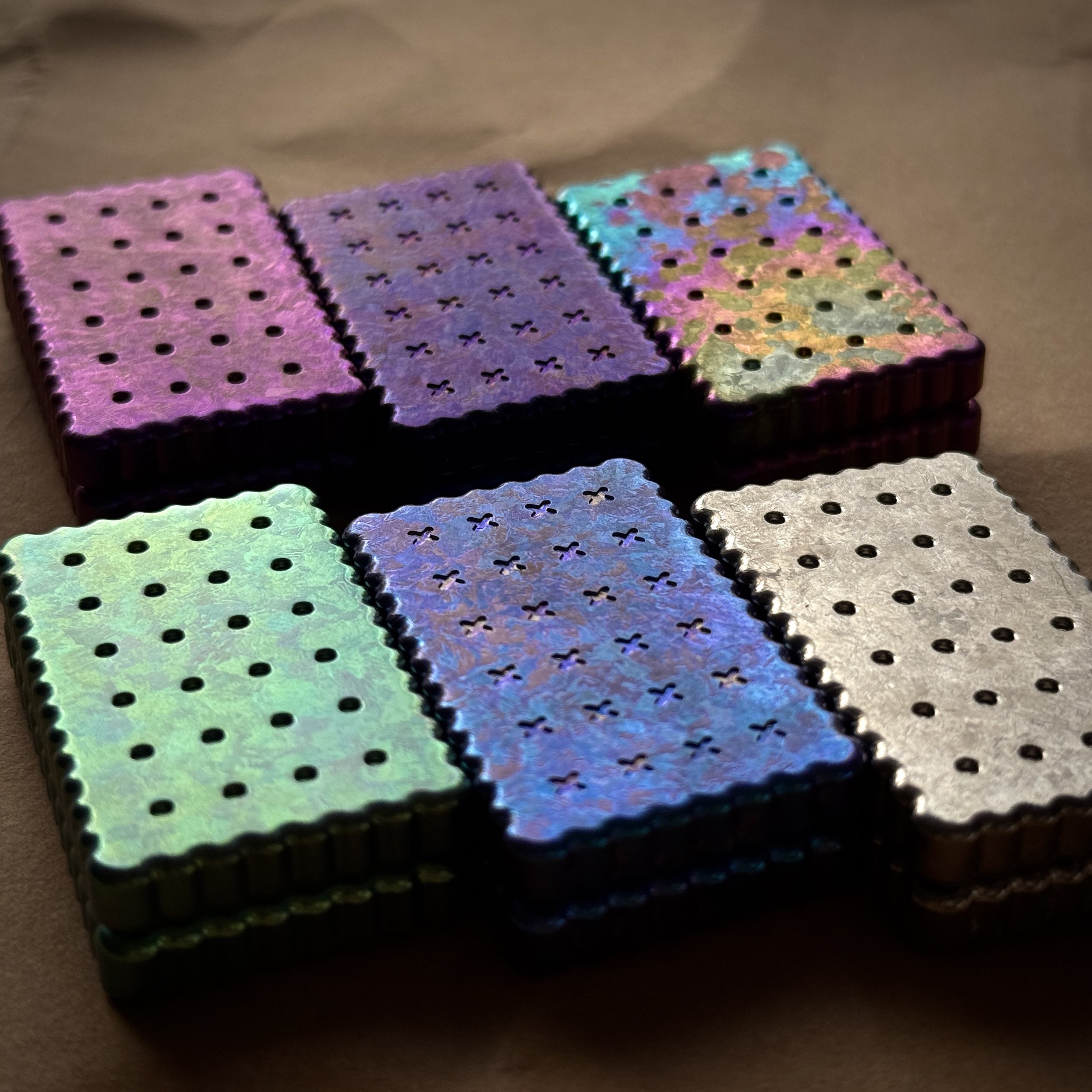 Clown Orange OX Biscuit Magnetic Fidget Slider - Crystalized Titanium