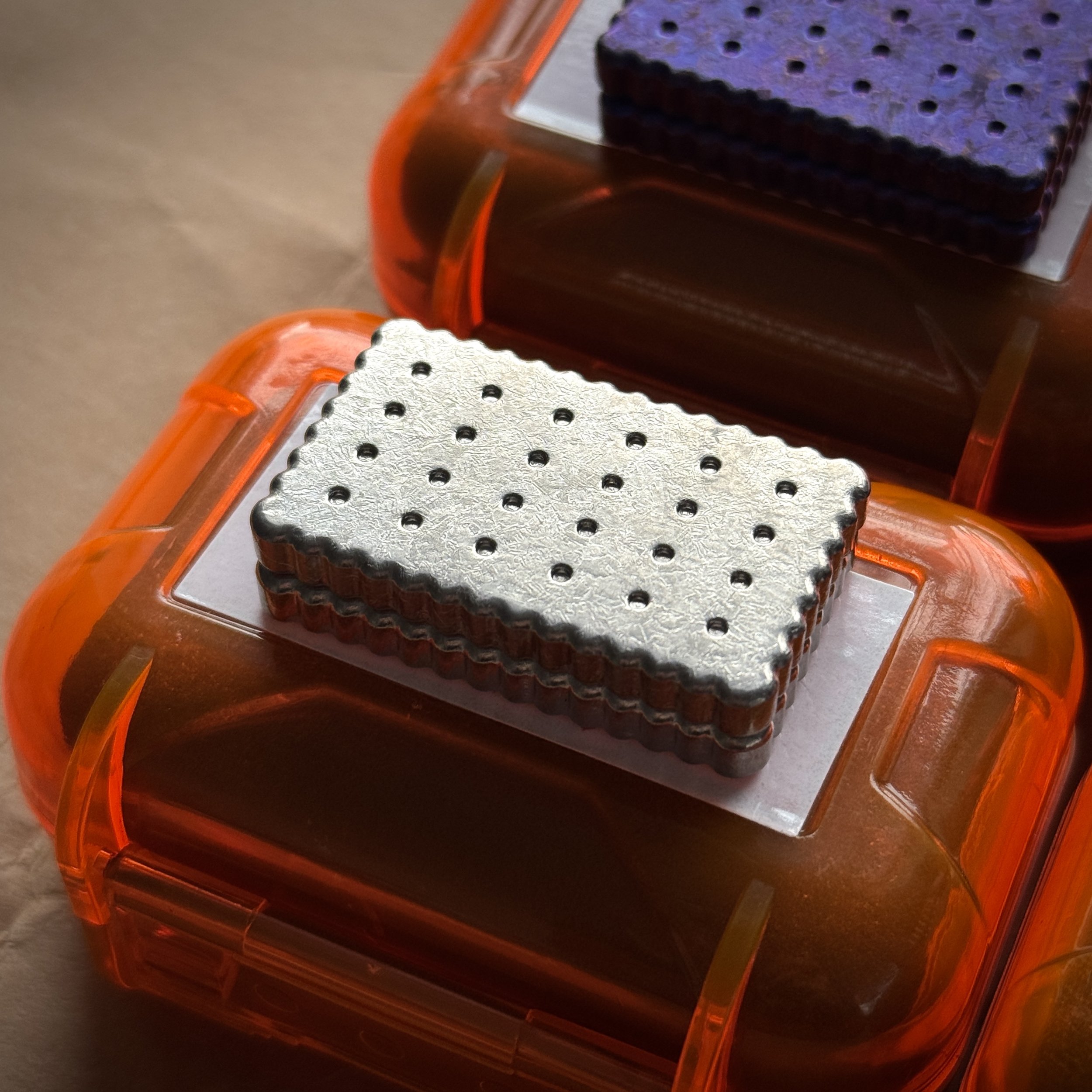 Clown Orange OX Biscuit Magnetic Fidget Slider - Crystalized Titanium