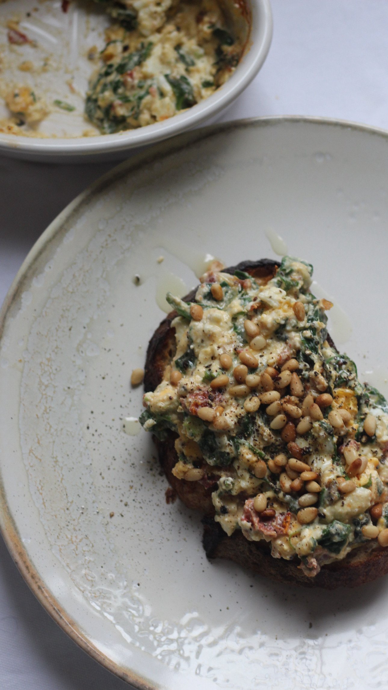 Baked Tarragon, Spinach and Feta Eggs