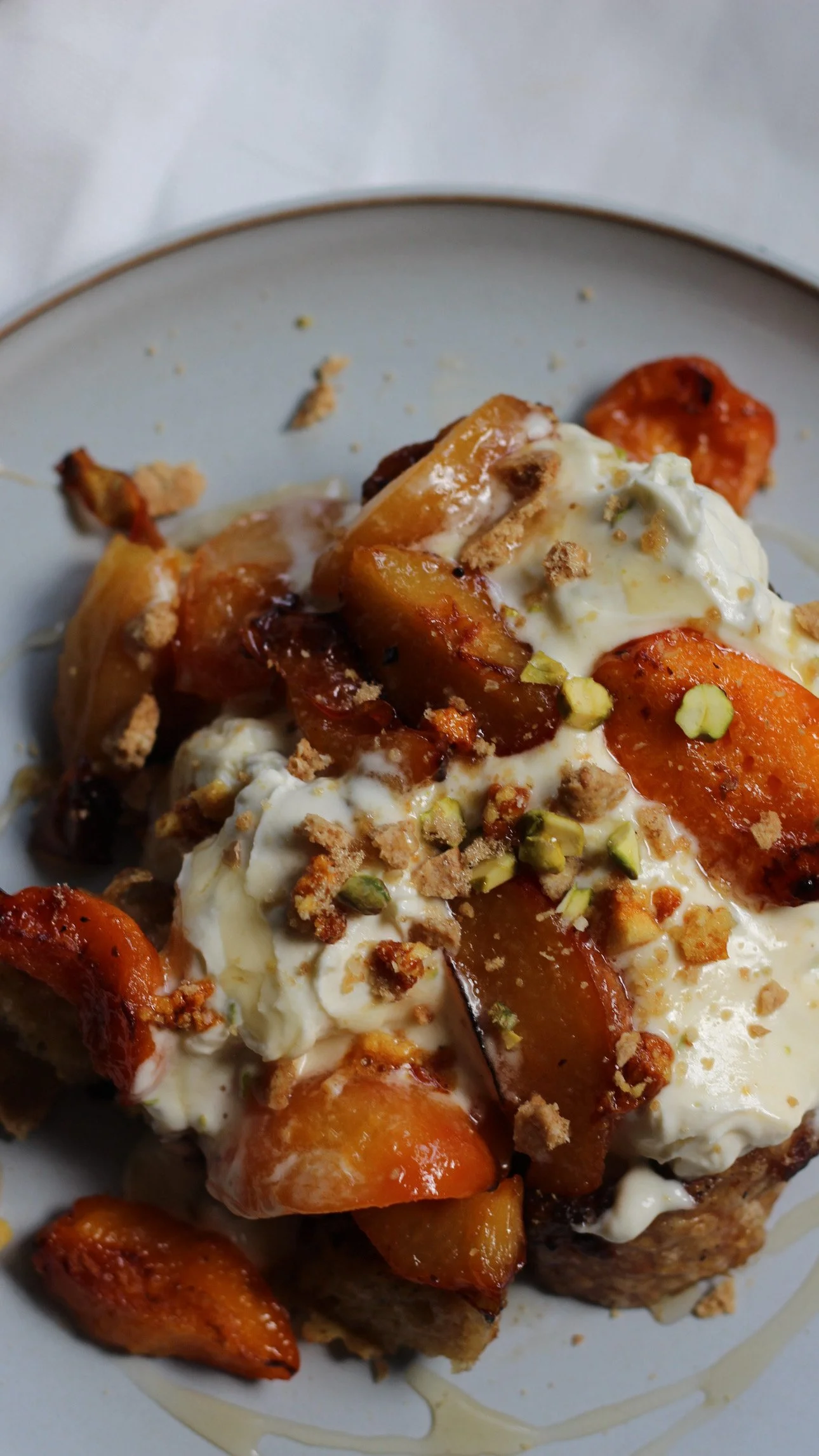 Decadent Sourdough French Toast with Caramelized Nectarines &amp; Apricot Vanilla Cream